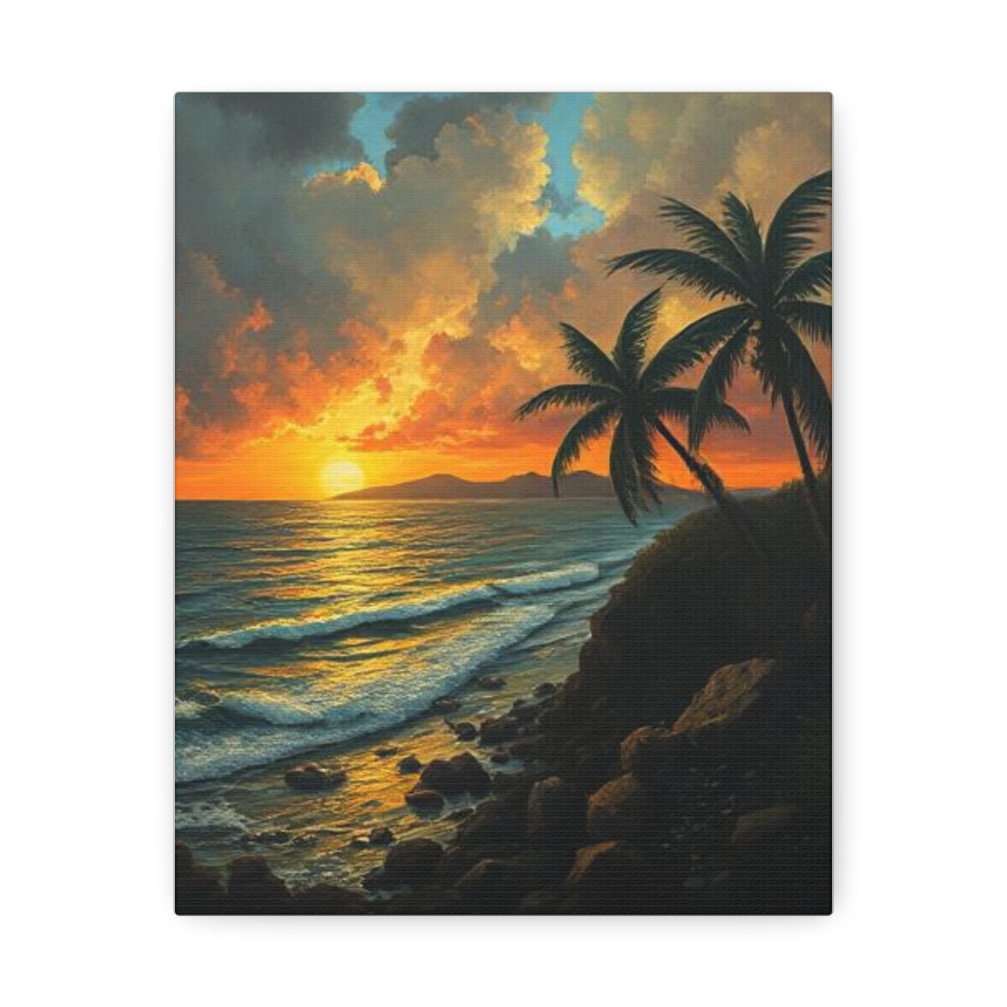 Tropical Sunset Canvas Art, Unique Wall Decor, Beach Home Decor, Coastal Art, Tropical Vibes, Nature Canvas Print