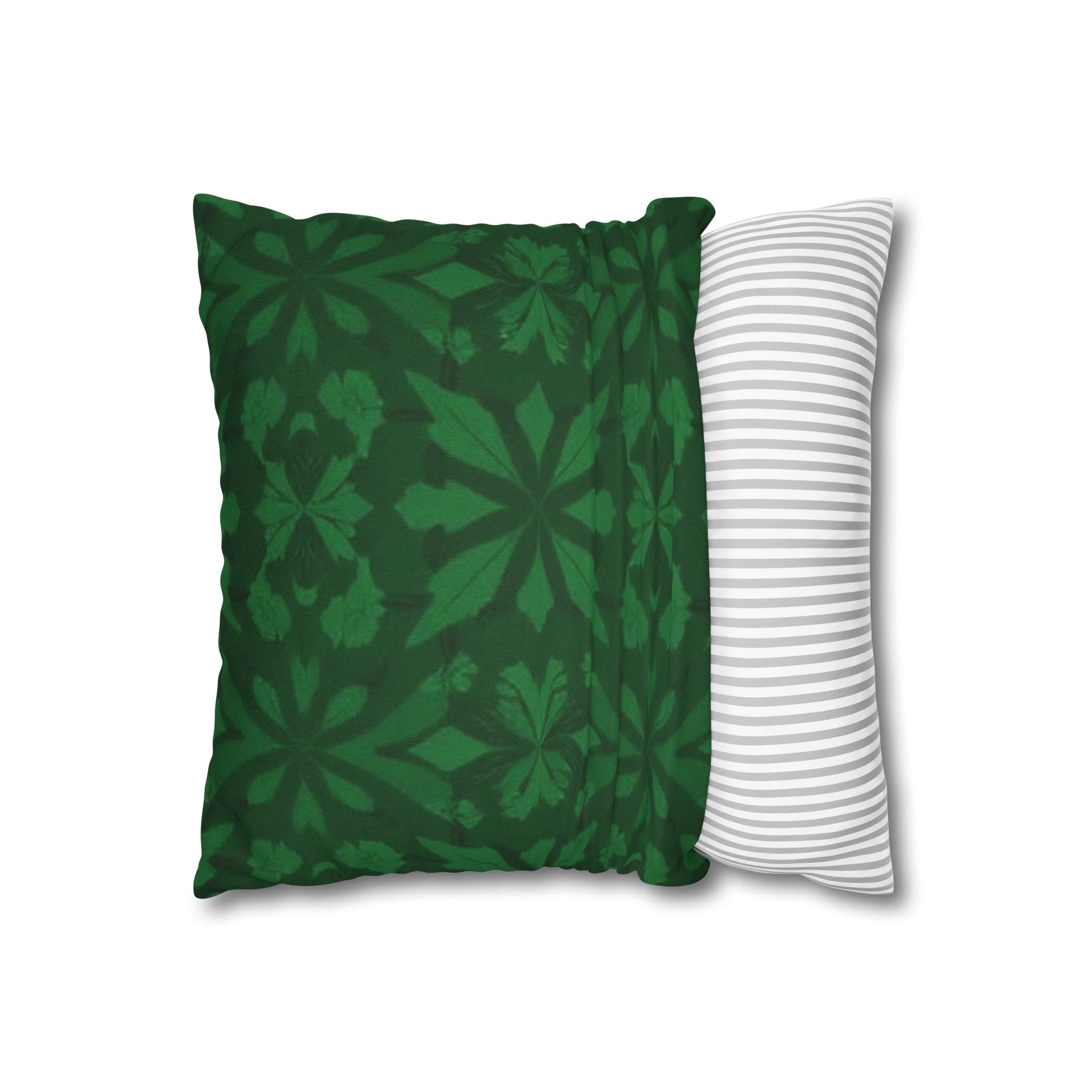 Bohemian Green Floral Pillowcase - Cozy Square Cushion Cover for Home Decor