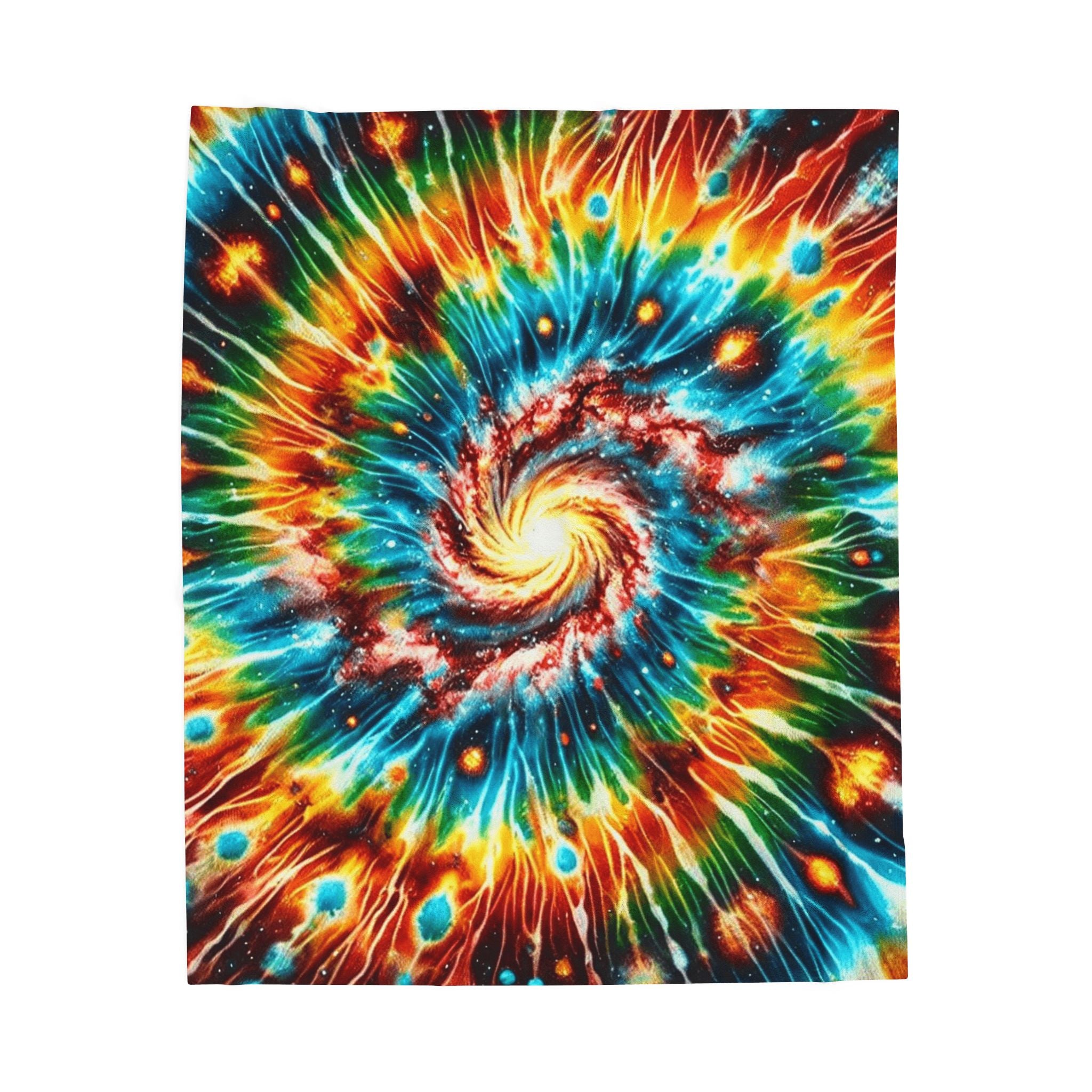 Colorful Cosmic Swirl Velveteen Plush Blanket - Perfect for Cozy Nights and Stargazing