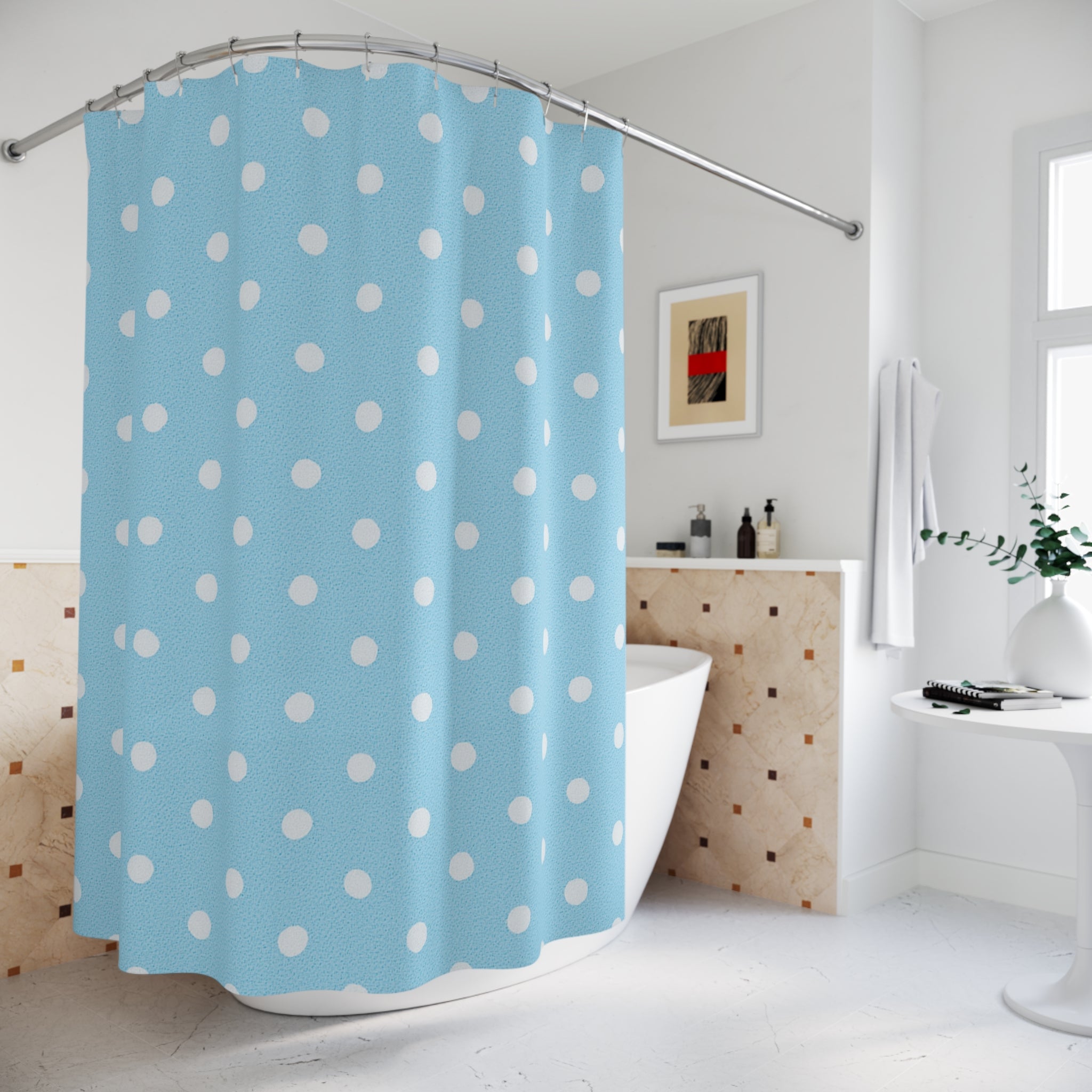 Charming Polka Dot Shower Curtain – Brighten Your Bathroom with Fun Design