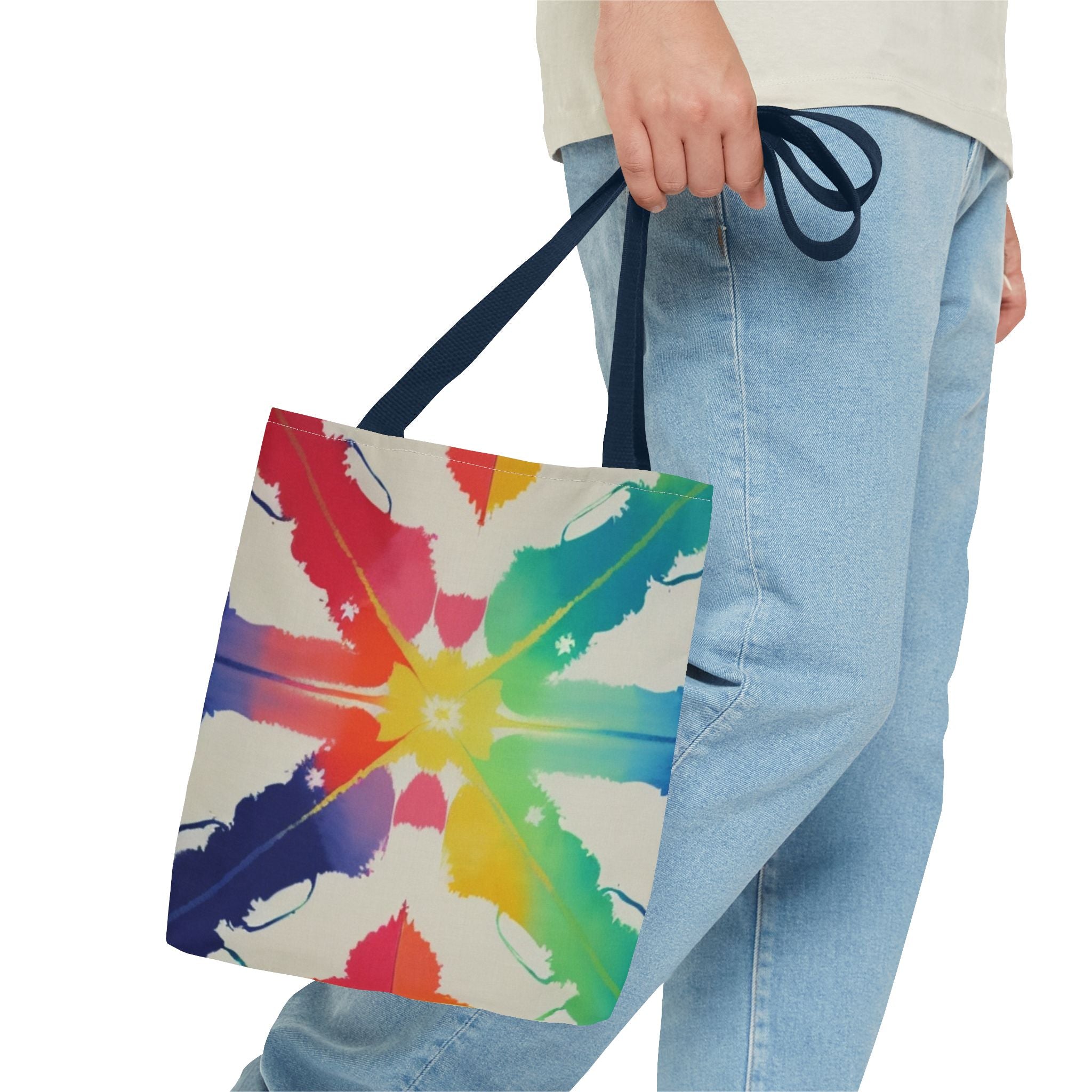 Colorful Patterned Tote Bag - Vibrant Rainbow Design for Everyday Use