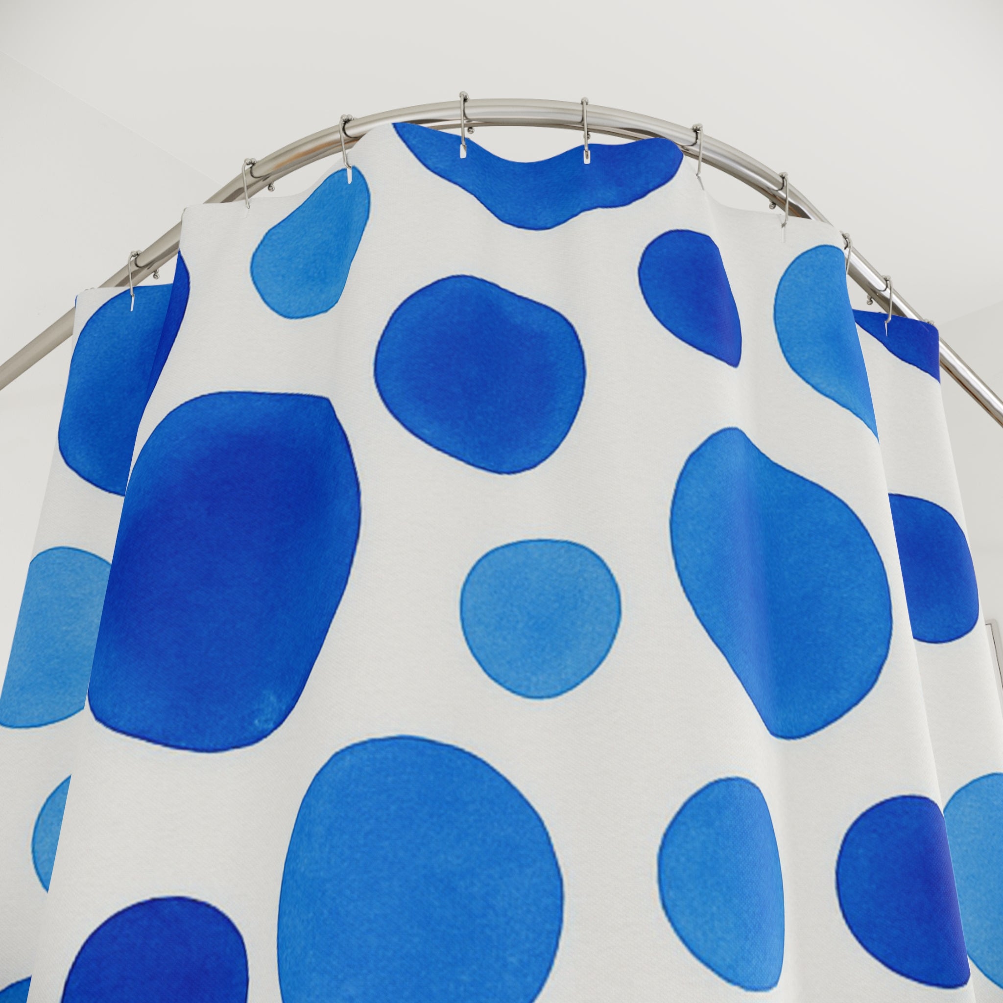 Blue Polka Dot Shower Curtain - Modern Bathroom Decor