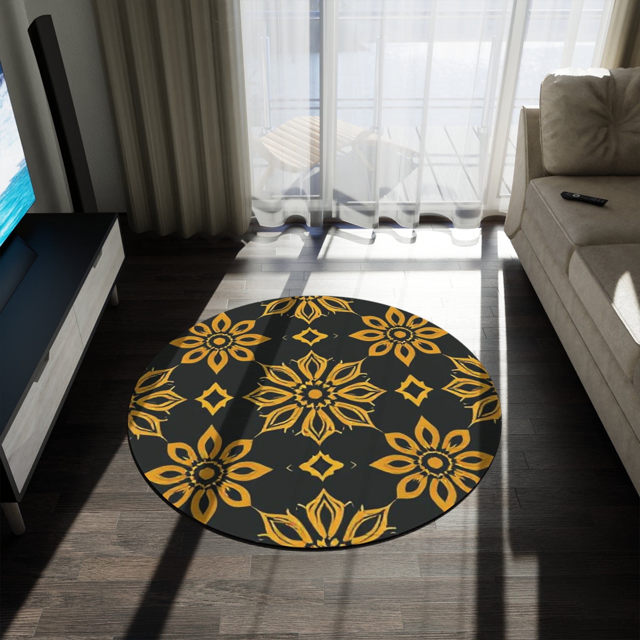 Bohemian Floral Round Rug – Stylish Home Decor for Cozy Spaces