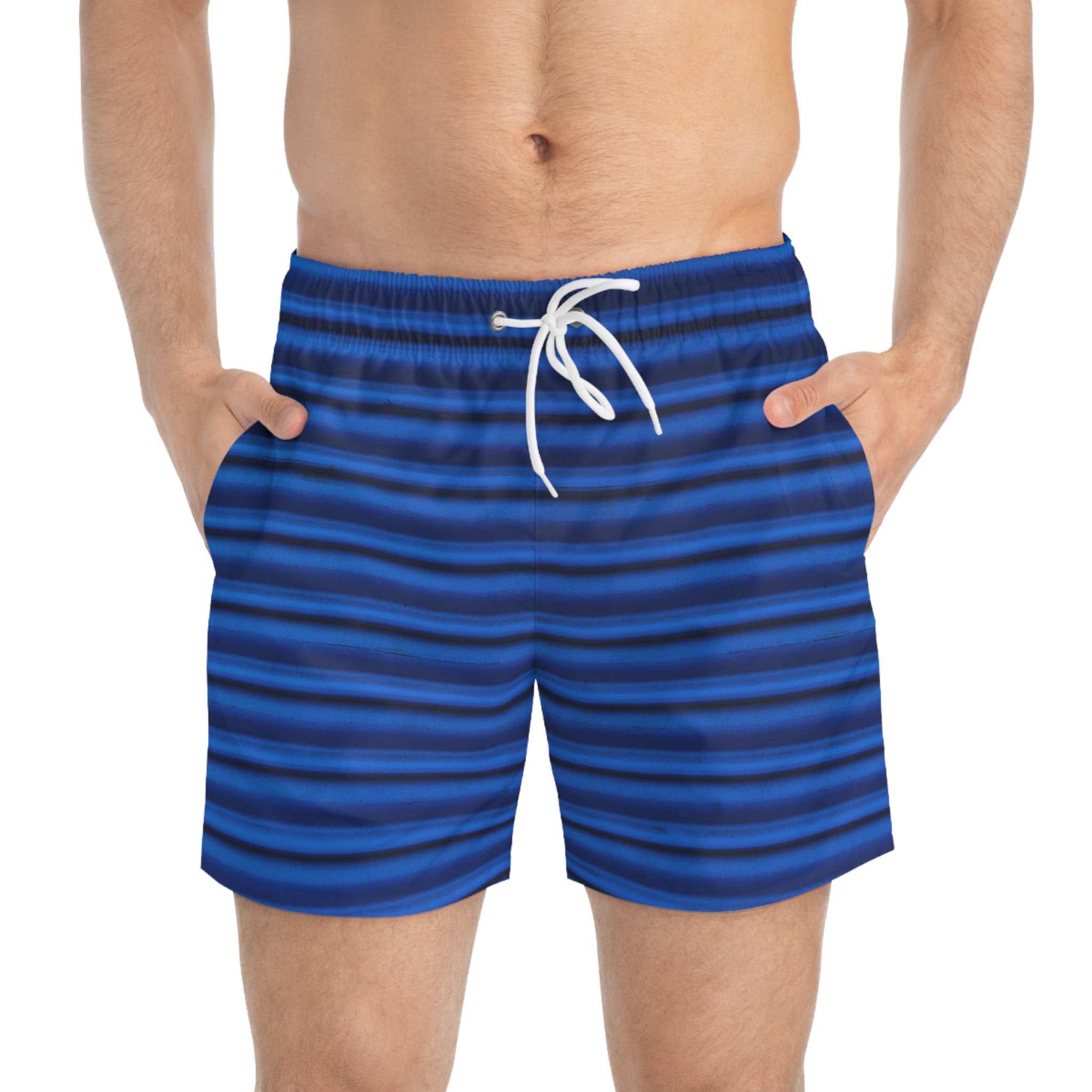 Blue Striped Swim Trunks for Summer Beach Fun