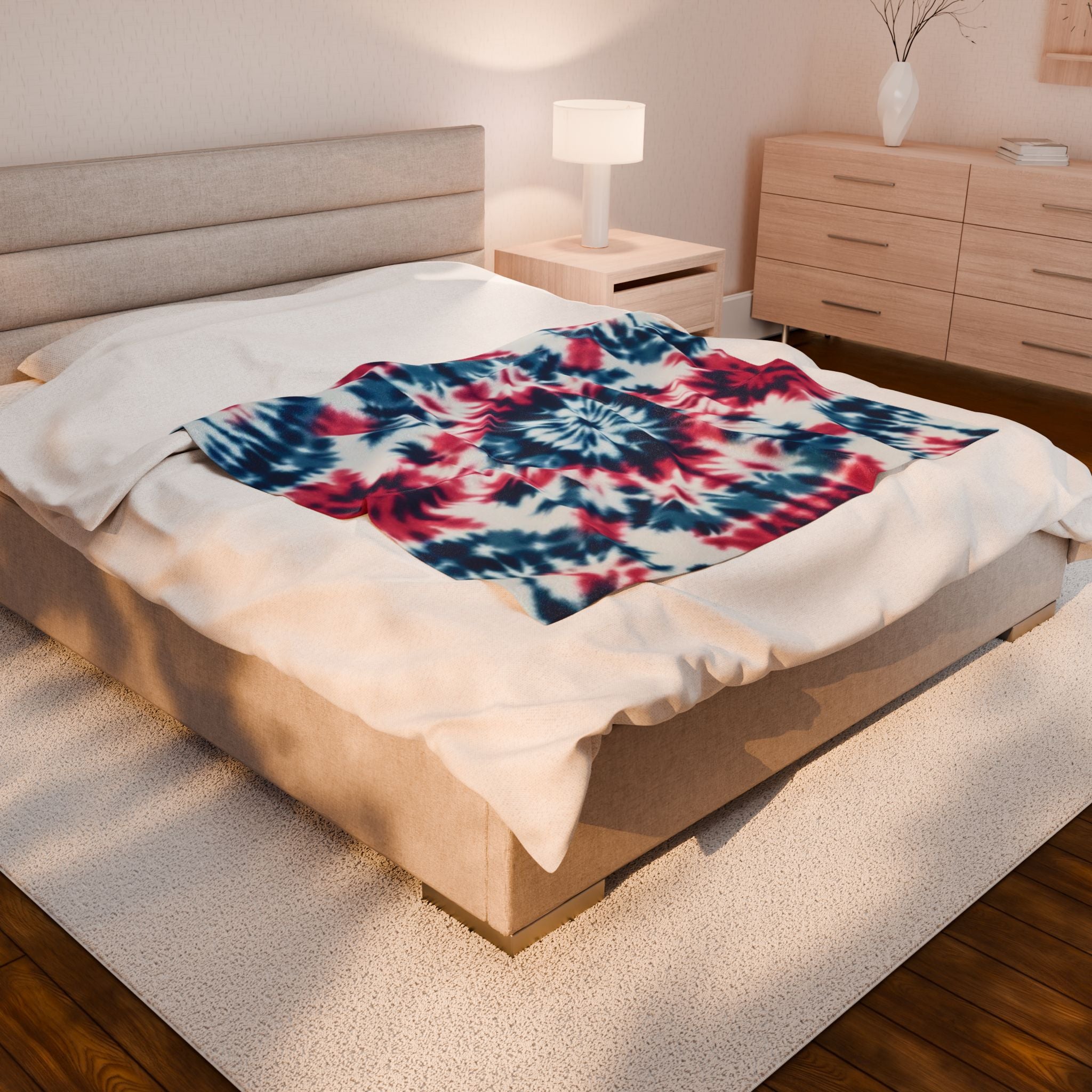 Cozy Tie-Dye Velveteen Plush Blanket for Home Decor & Gifts