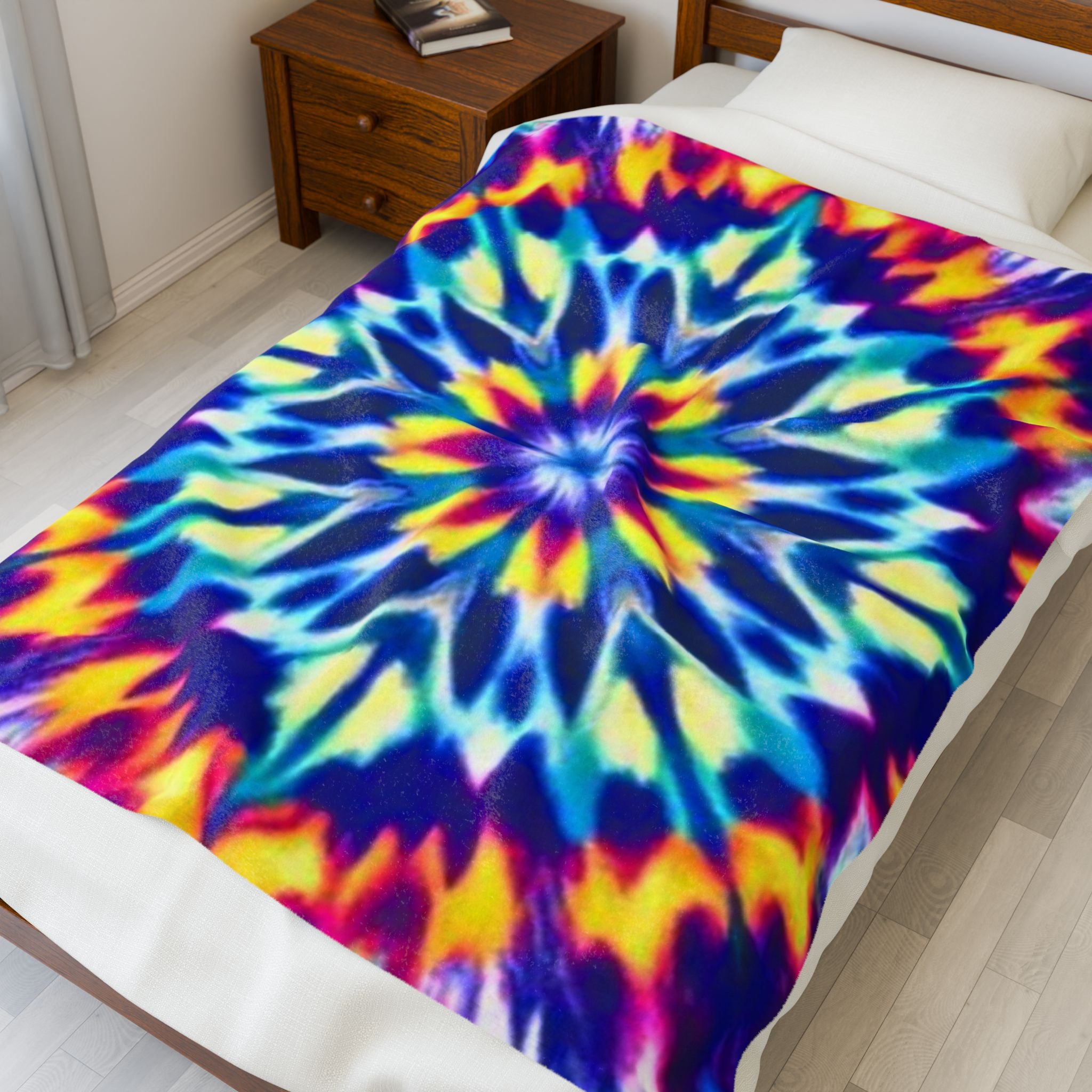 Cozy Velveteen Plush Blanket - Tie-Die Design for Home Décor