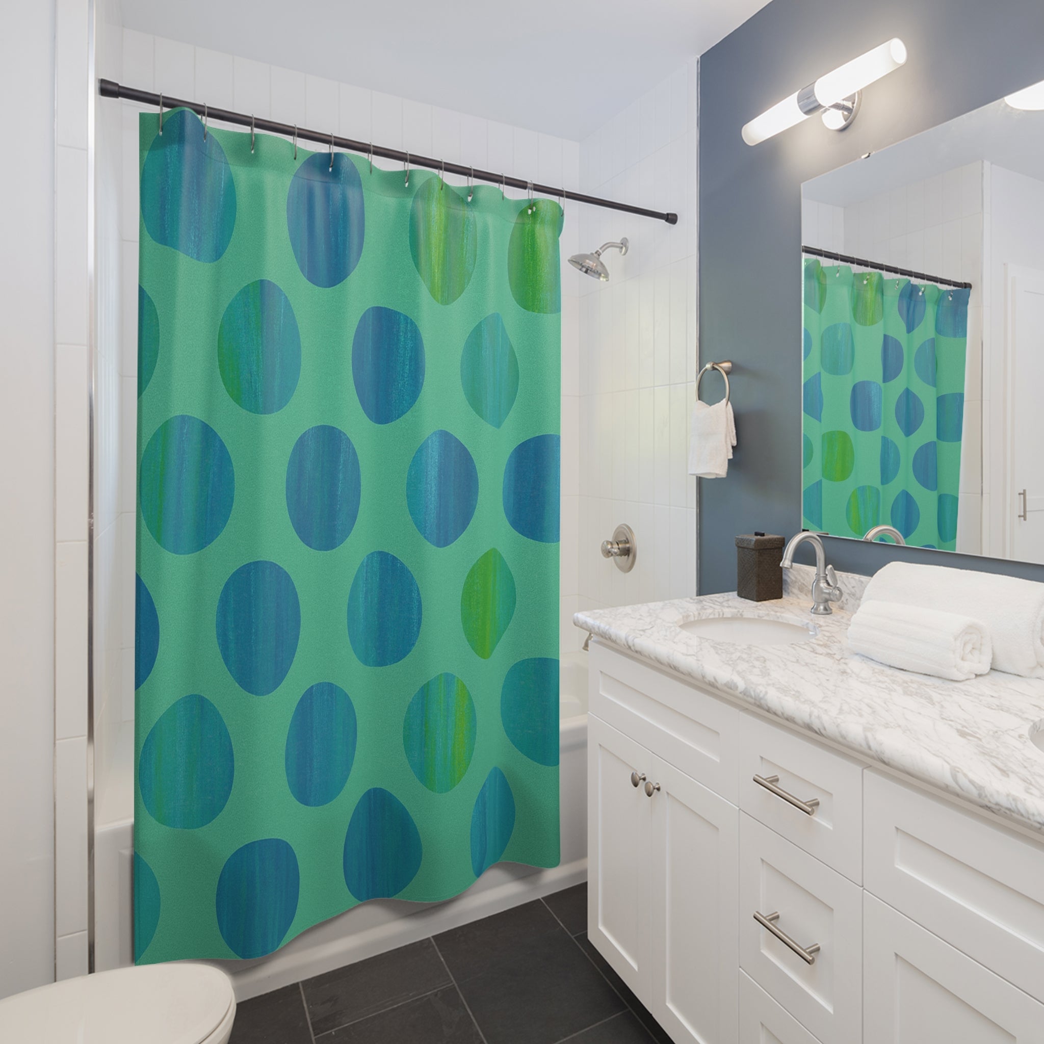Colorful Polka Dot Shower Curtain - Modern Bath Accessory, Vibrant Home Décor, Beachy Vibe, Gift Idea for Housewarming, Holidays, [...]