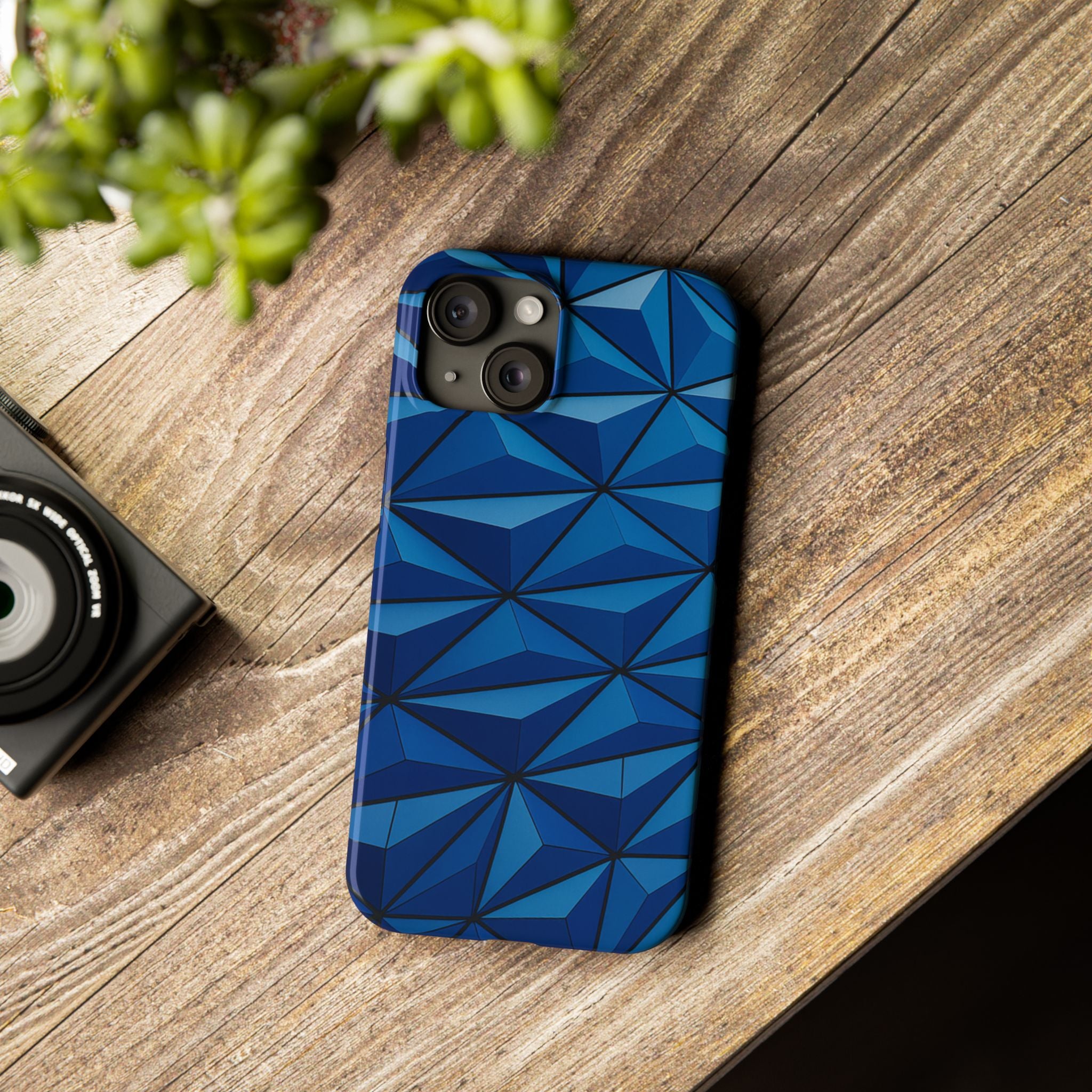 Geometric Blue Slim Phone Case - Stylish Protection for Your Device