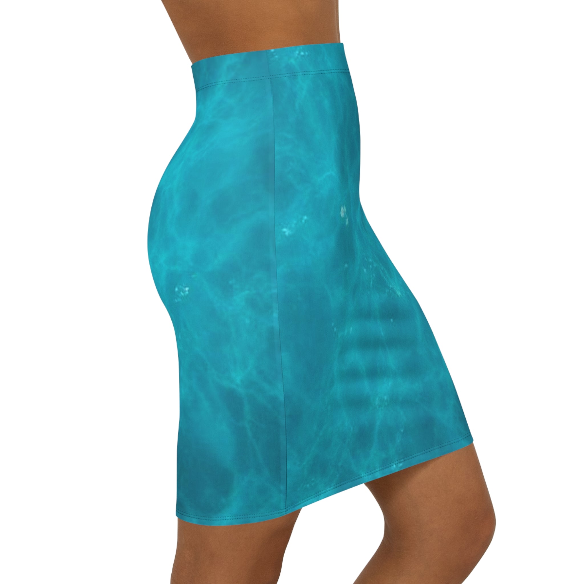 Aqua Wave Women's Mid-Waist Pencil Skirt - Trendy and Chic Swimwear Style