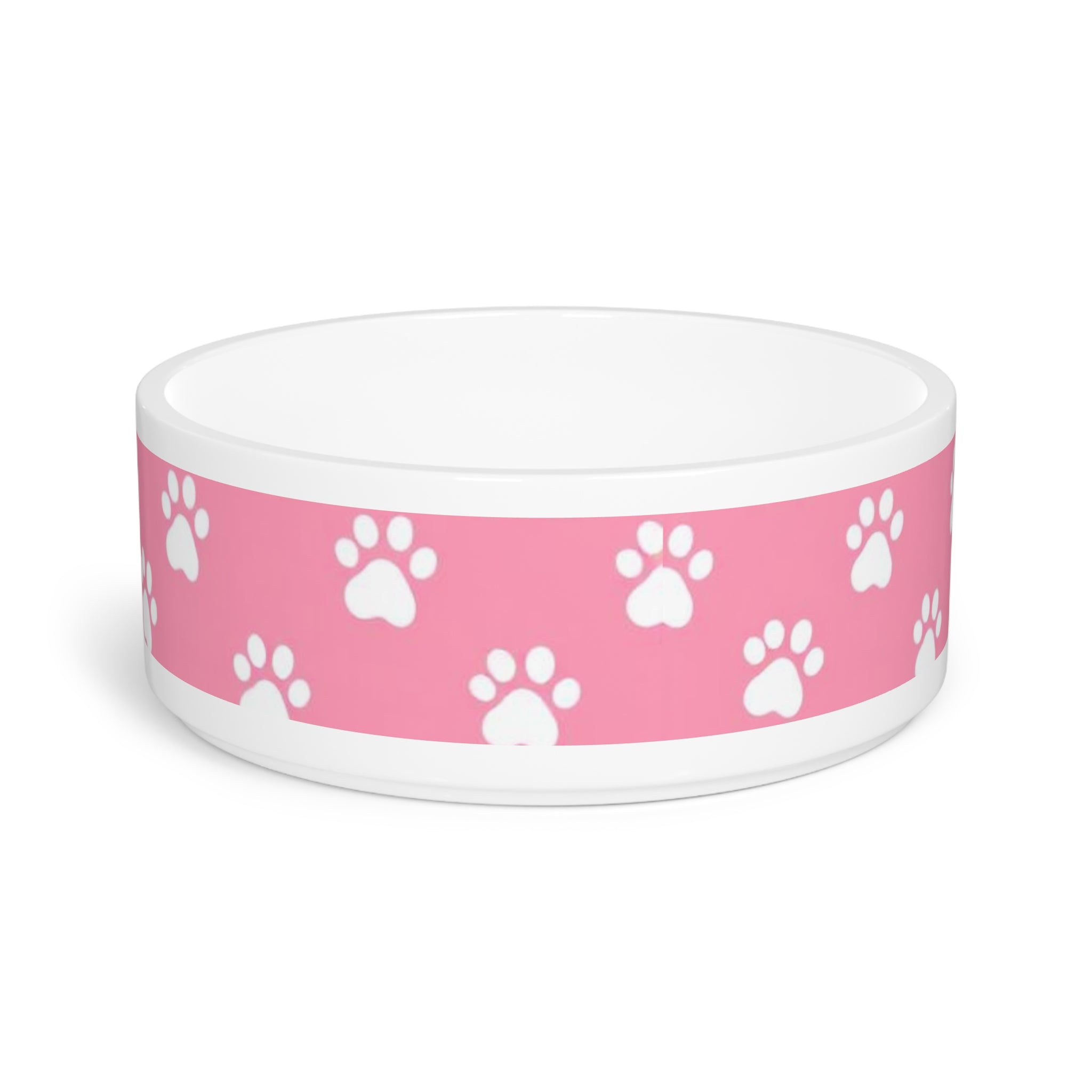 Cute Pink Pet Bowl with Paw Print Design