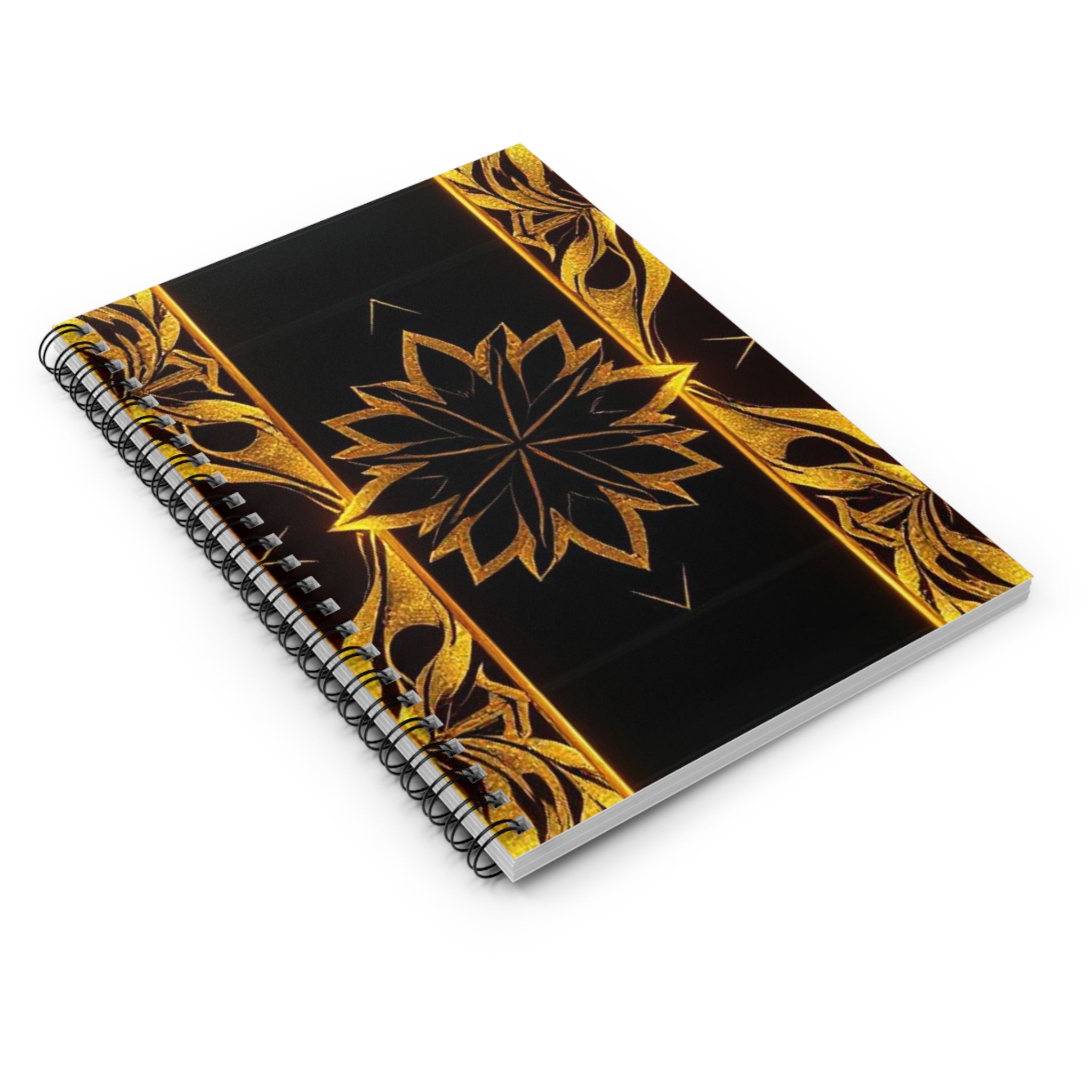 Elegant Gold Floral Spiral Notebook - Ruled Line for Creative Minds