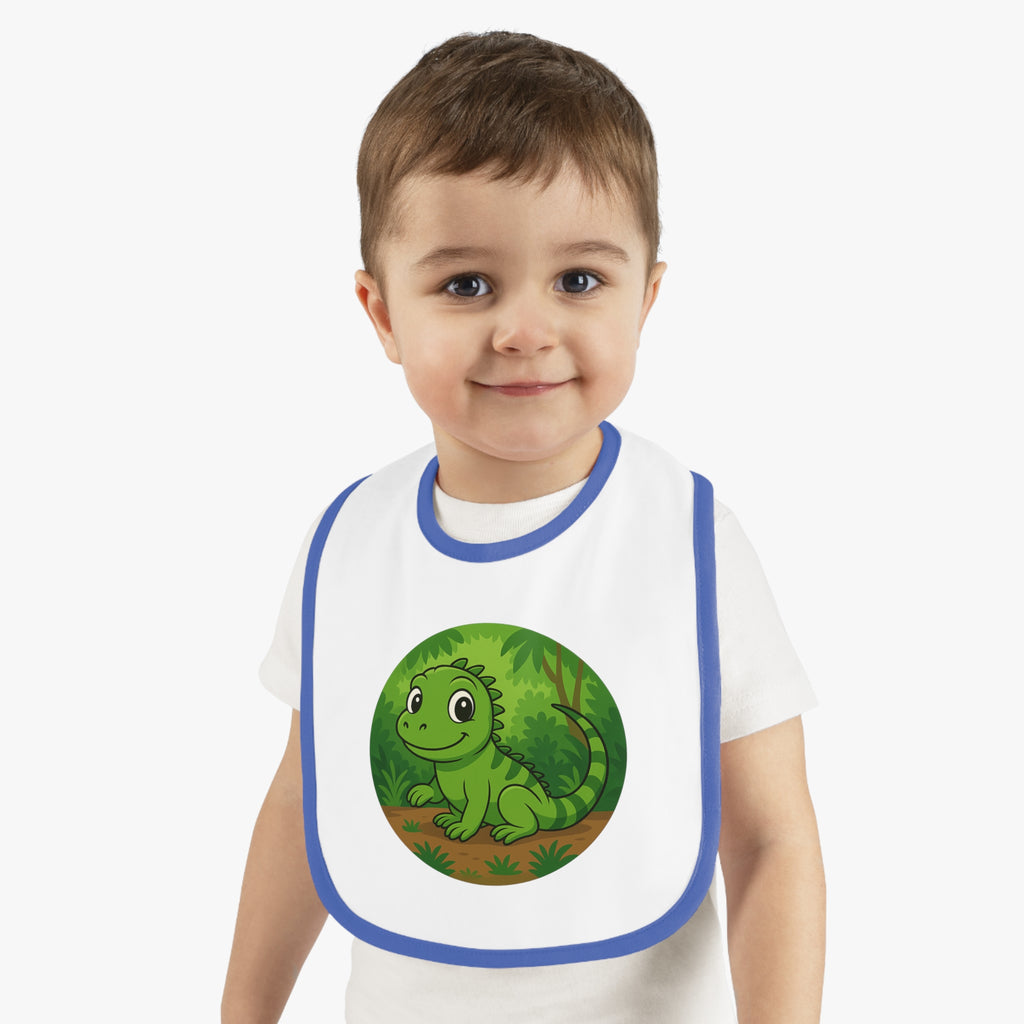 Cute Lizard Baby Bib - Contrast Trim, Perfect for Mealtime Fun!