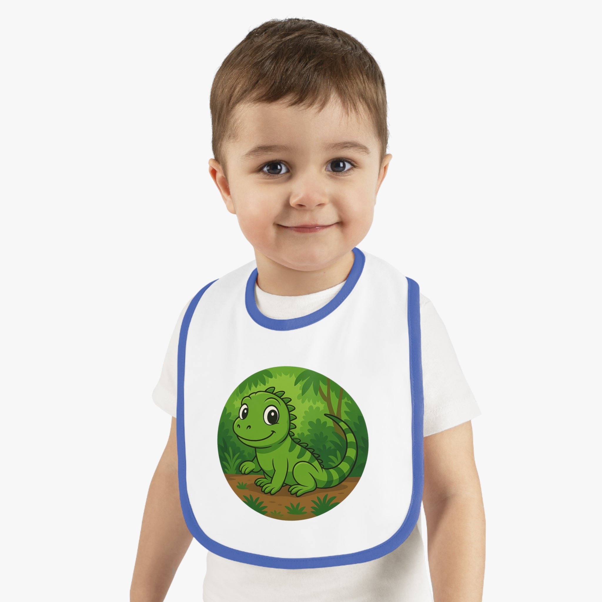 Cute Lizard Baby Bib - Contrast Trim, Perfect for Mealtime Fun!