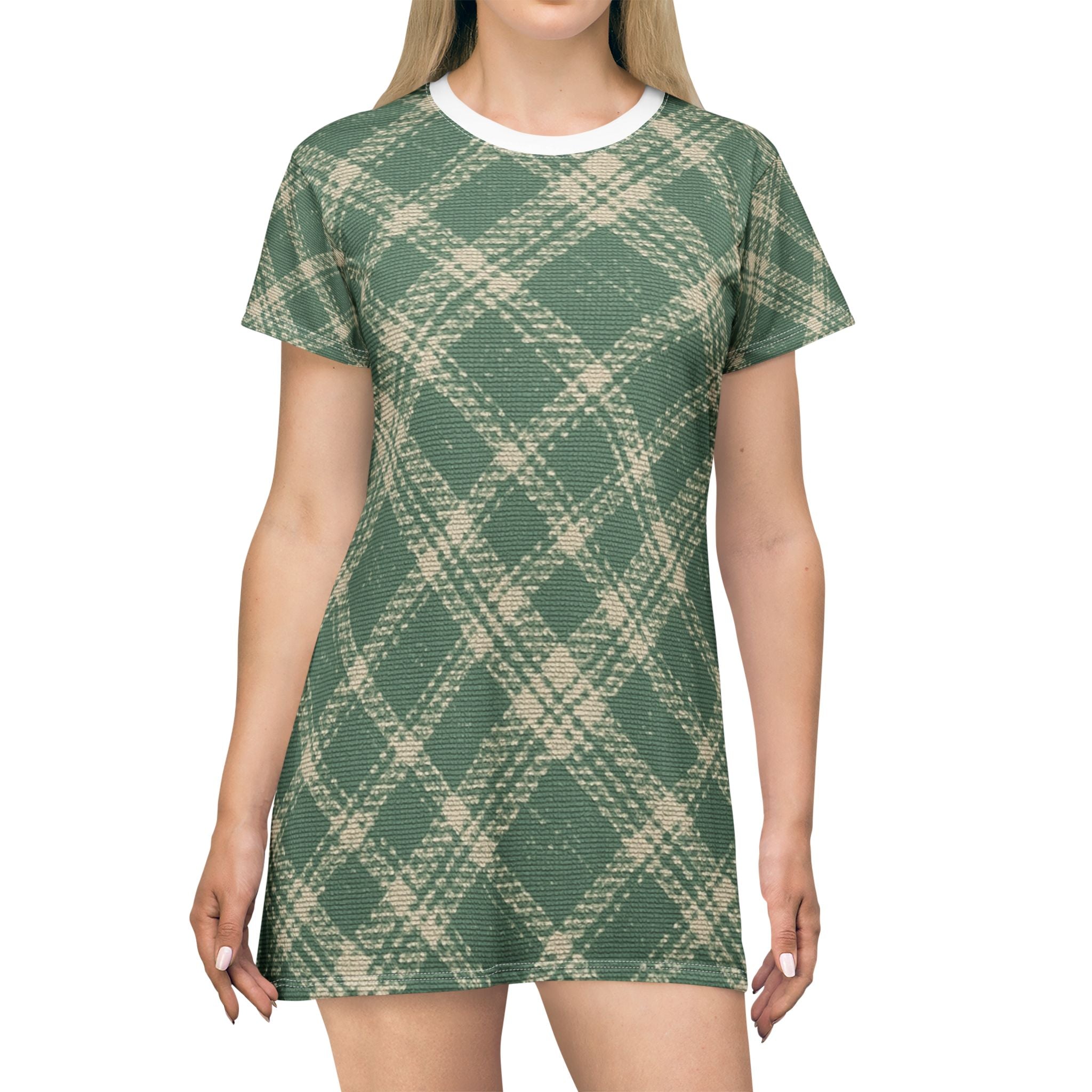 Comfortable Plaid T-Shirt Dress - Casual Chic for Everyday Wear