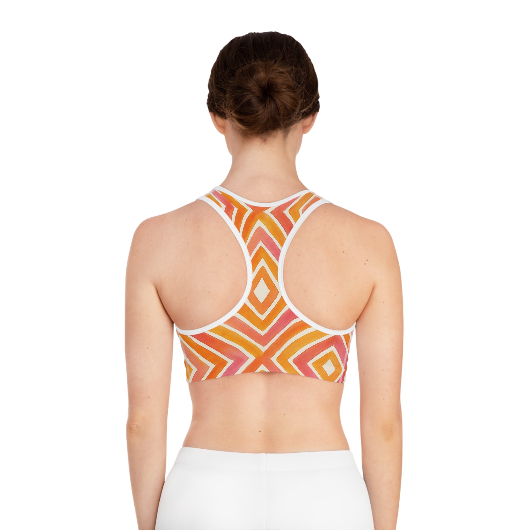 Vibrant Geometric Sports Bra, Athletic Wear, Yoga Top, Workout Gear, Fitness Apparel, Gym Clothing