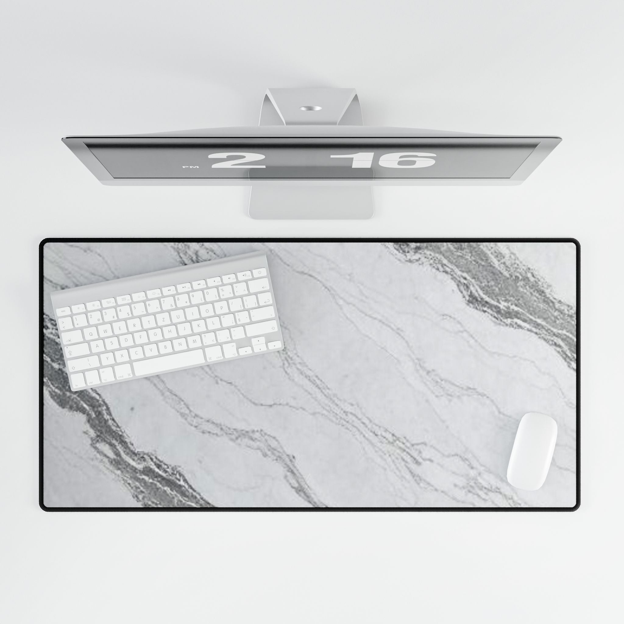 Elegant Marble & Classic Black Desk Mats - Perfect for Home Office & Study Spaces