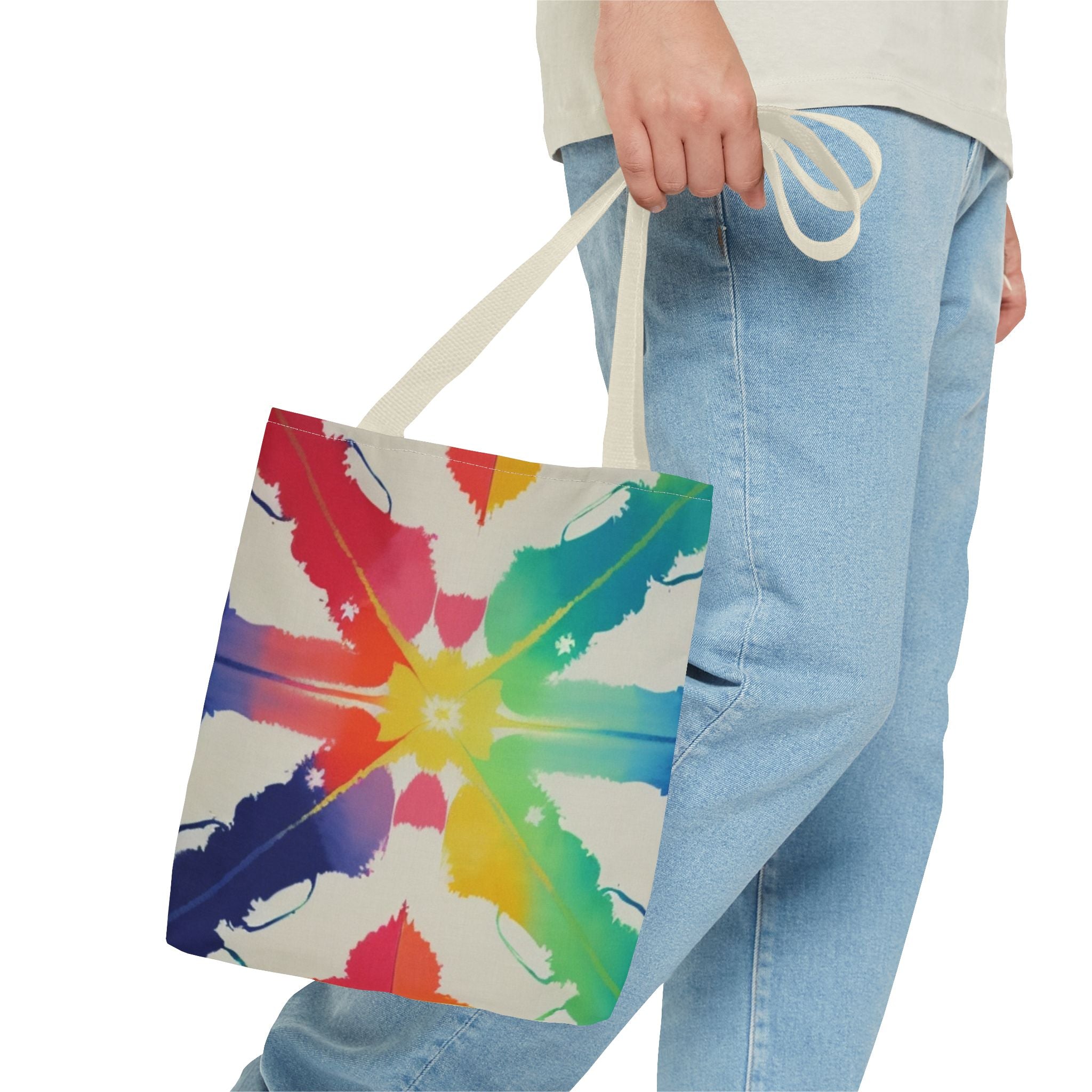 Colorful Patterned Tote Bag - Vibrant Rainbow Design for Everyday Use
