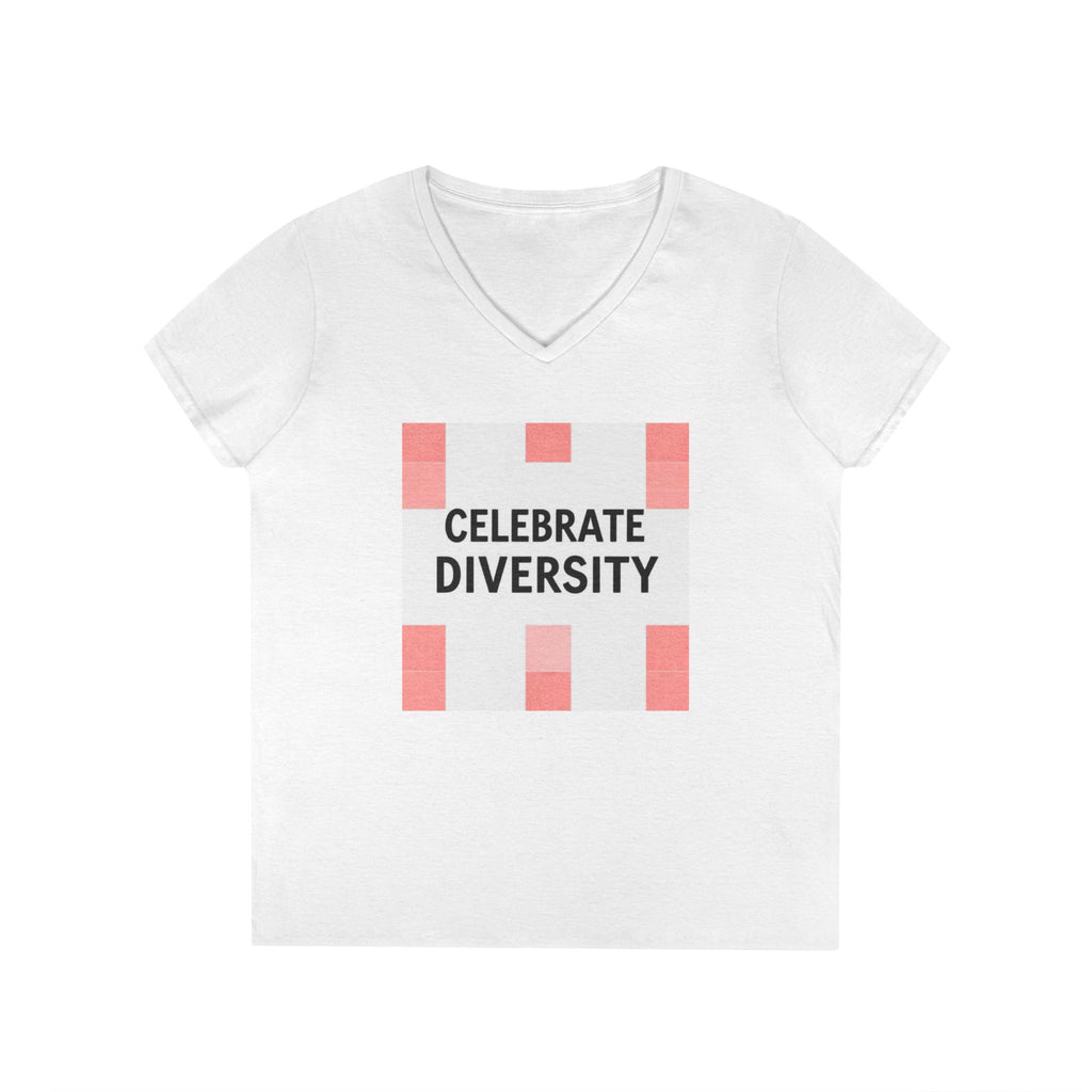 Celebrate Diversity Ladies' V-Neck T-Shirt - Perfect for Inclusivity Events