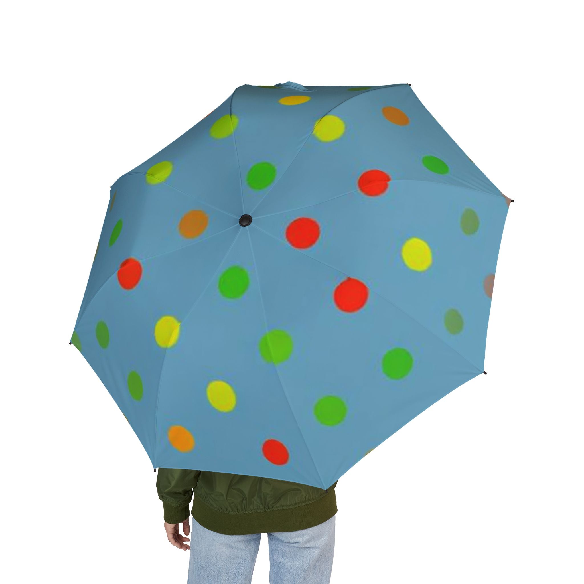 Colorful Polka Dot Foldable Umbrella - Stylish & Compact Rain Gear