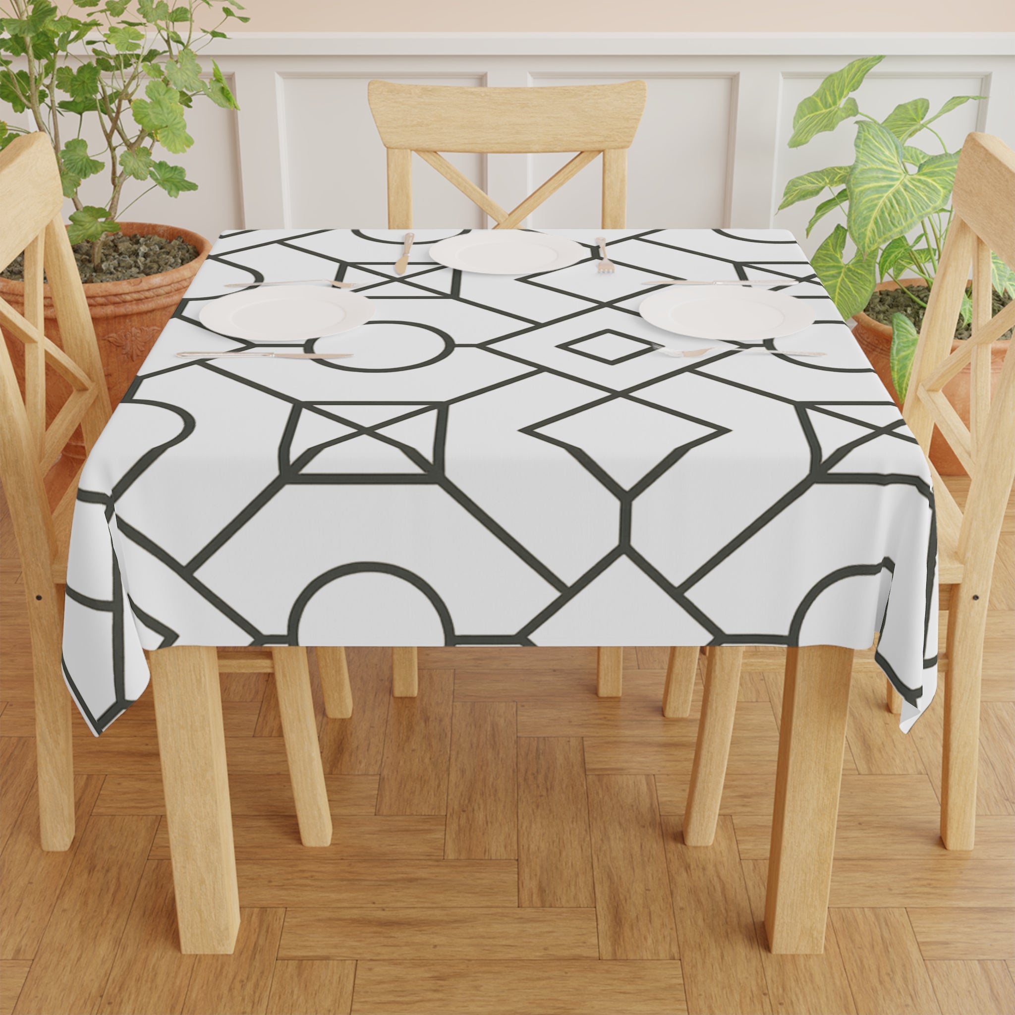 Modern Geometric Tablecloth for Stylish Dining