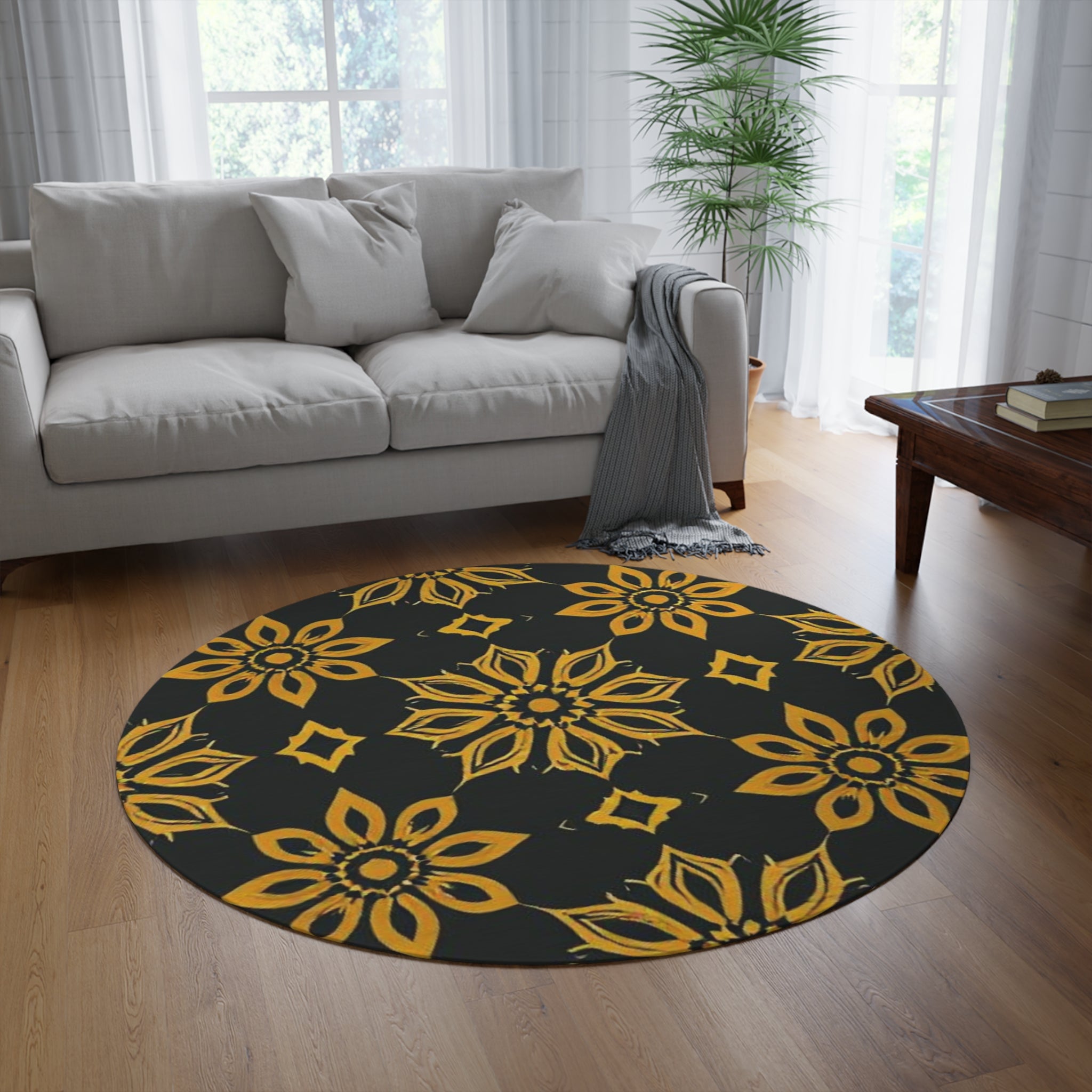 Bohemian Floral Round Rug – Stylish Home Decor for Cozy Spaces