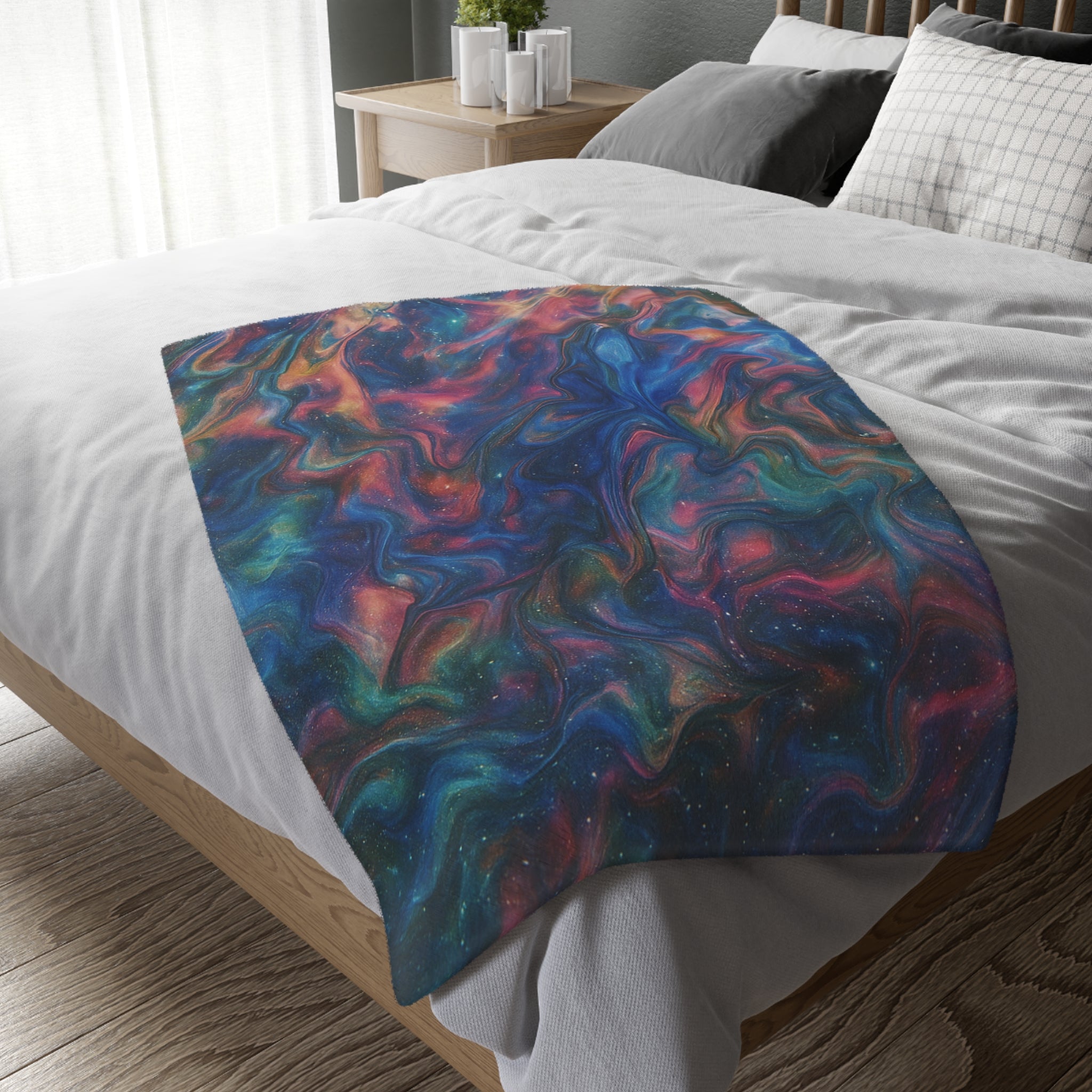 Galactic Swirl Velveteen Microfiber Blanket - Cozy Double-Sided Design