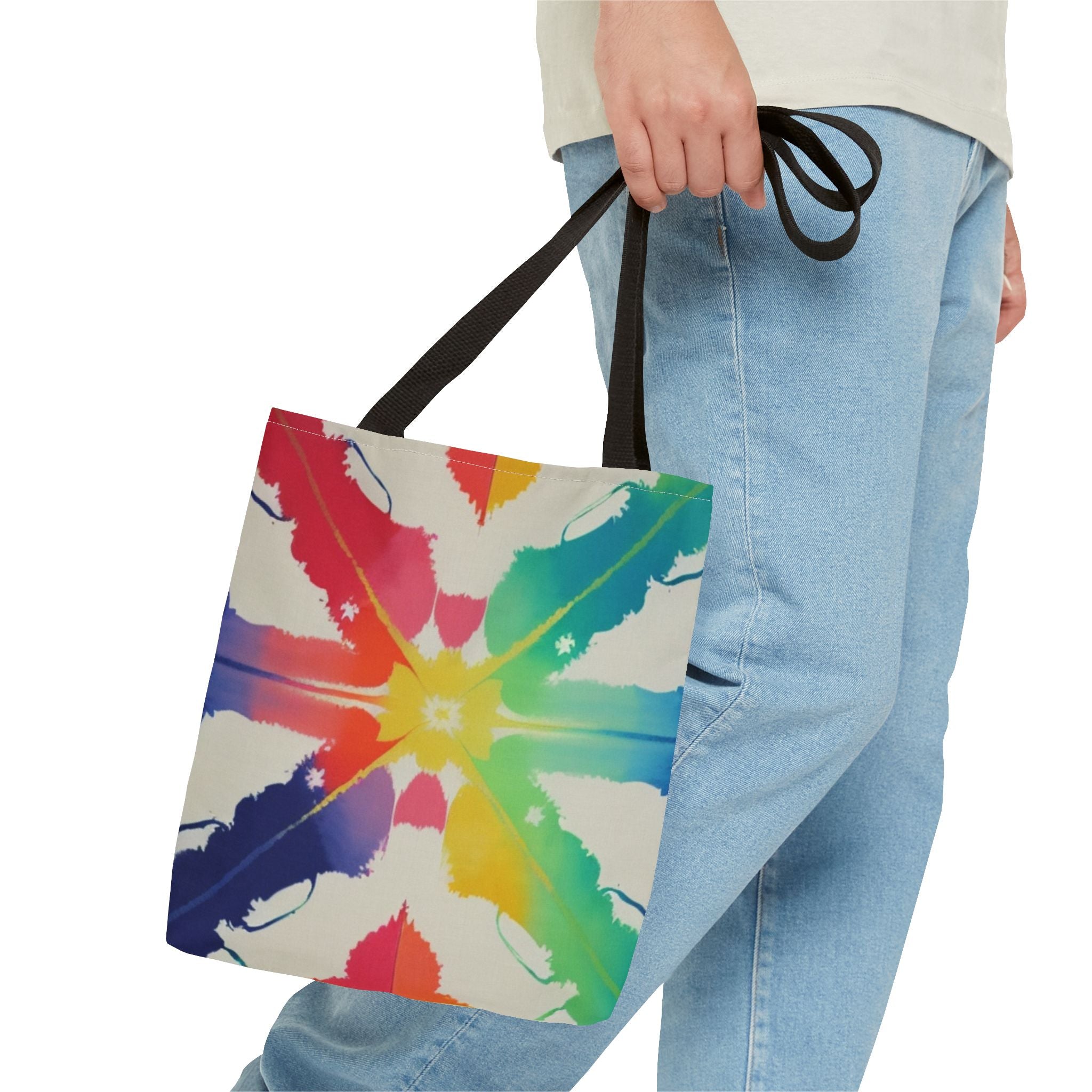 Colorful Patterned Tote Bag - Vibrant Rainbow Design for Everyday Use