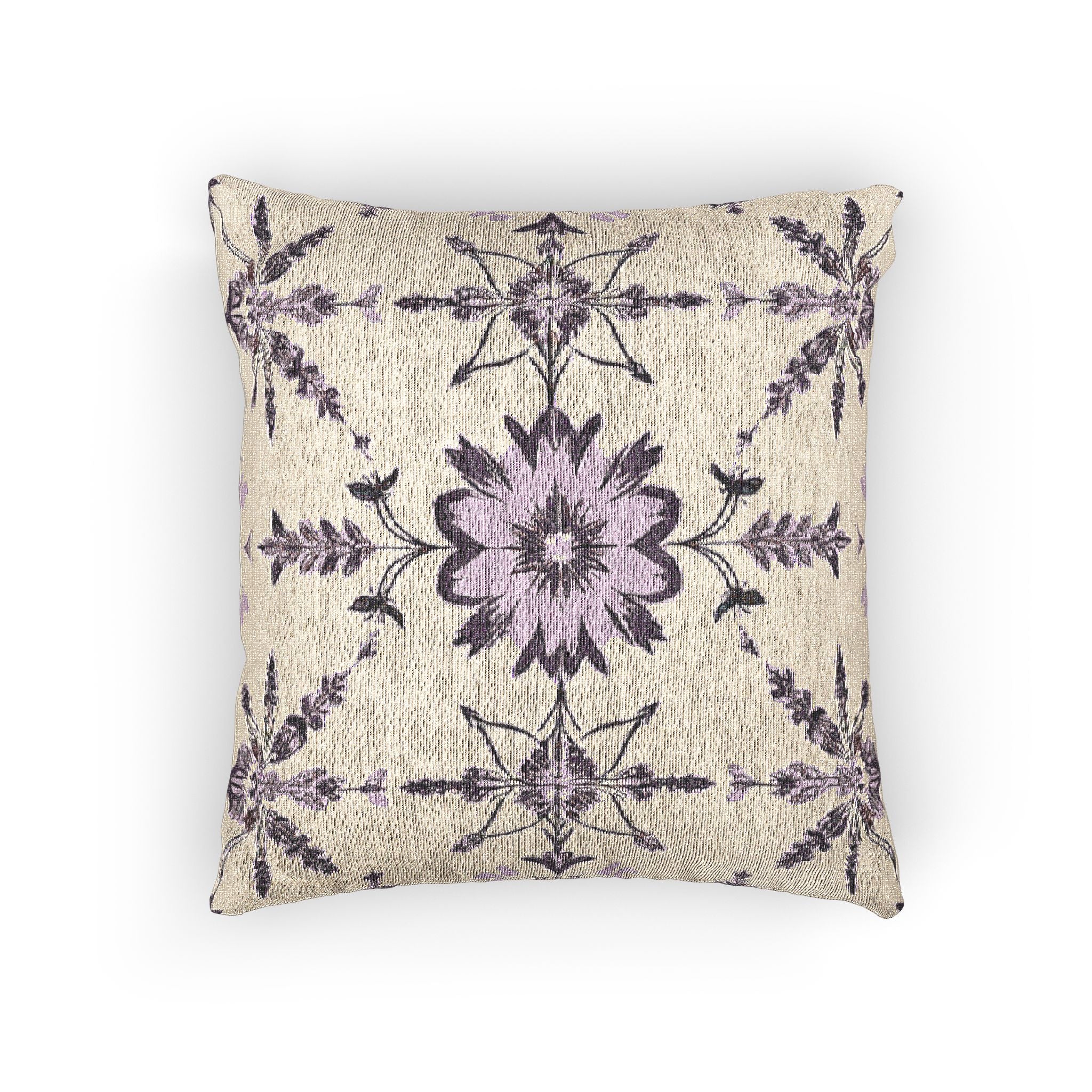 Bohemian Floral Woven Pillow - Elegant Home Decor Accent