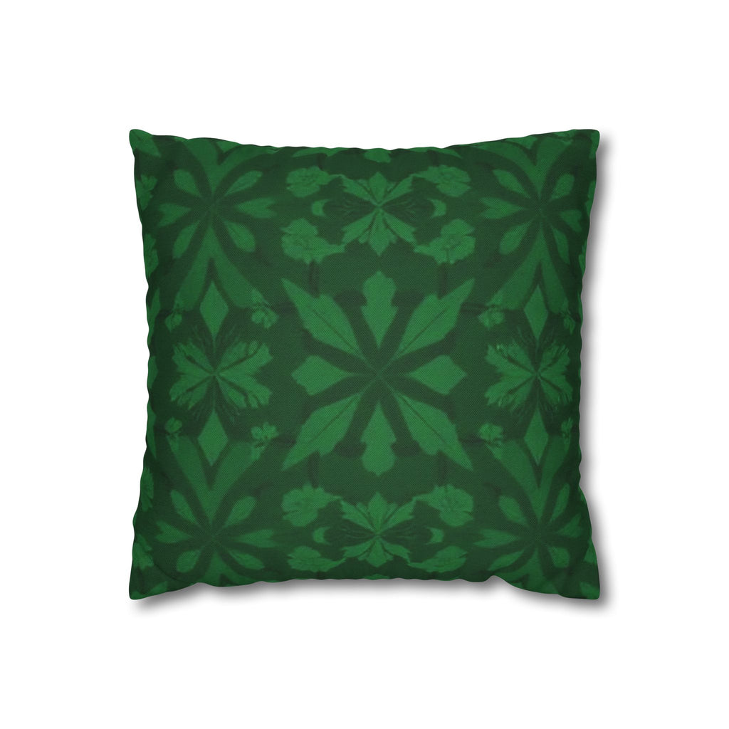 Bohemian Green Floral Pillowcase - Cozy Square Cushion Cover for Home Decor