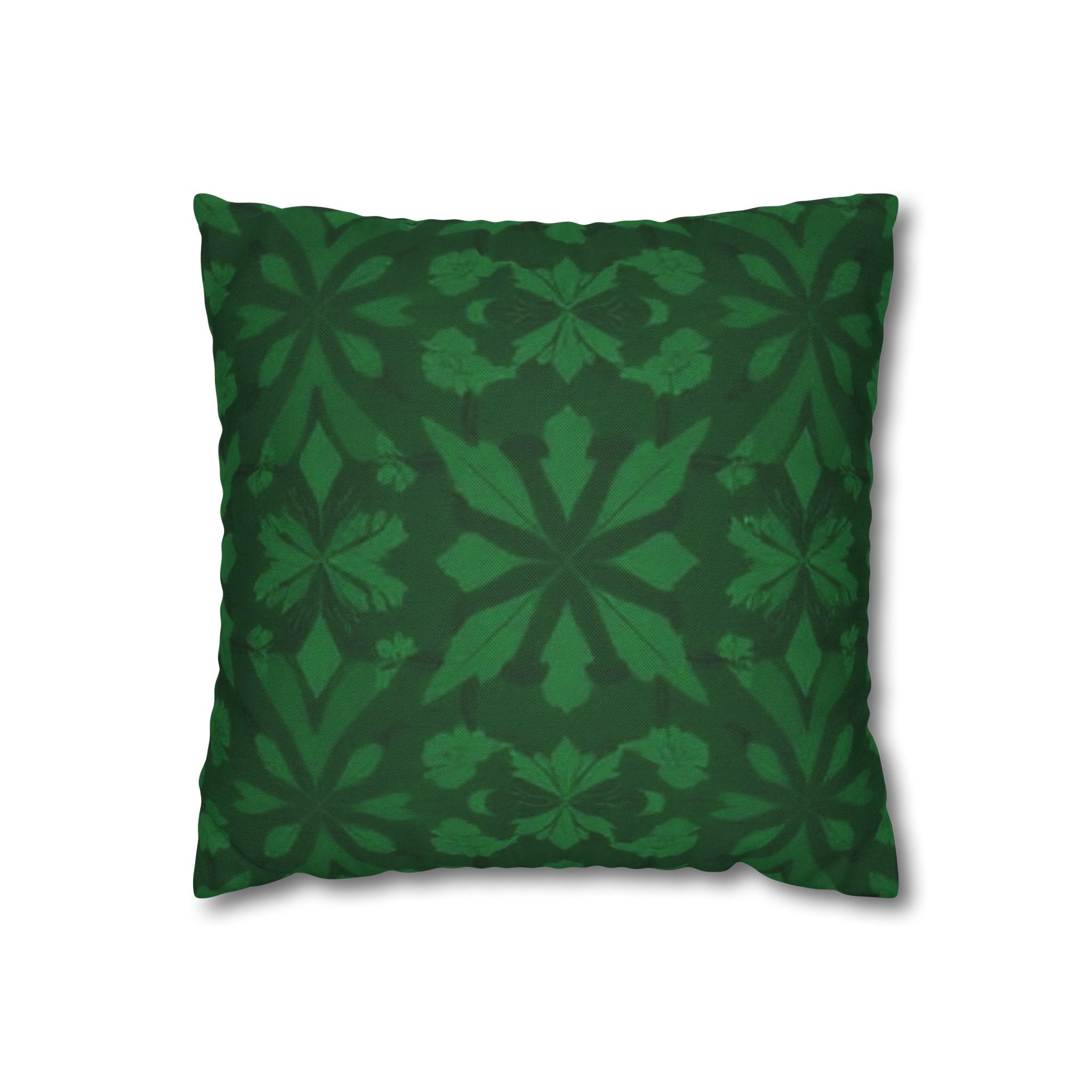 Bohemian Green Floral Pillowcase - Cozy Square Cushion Cover for Home Decor