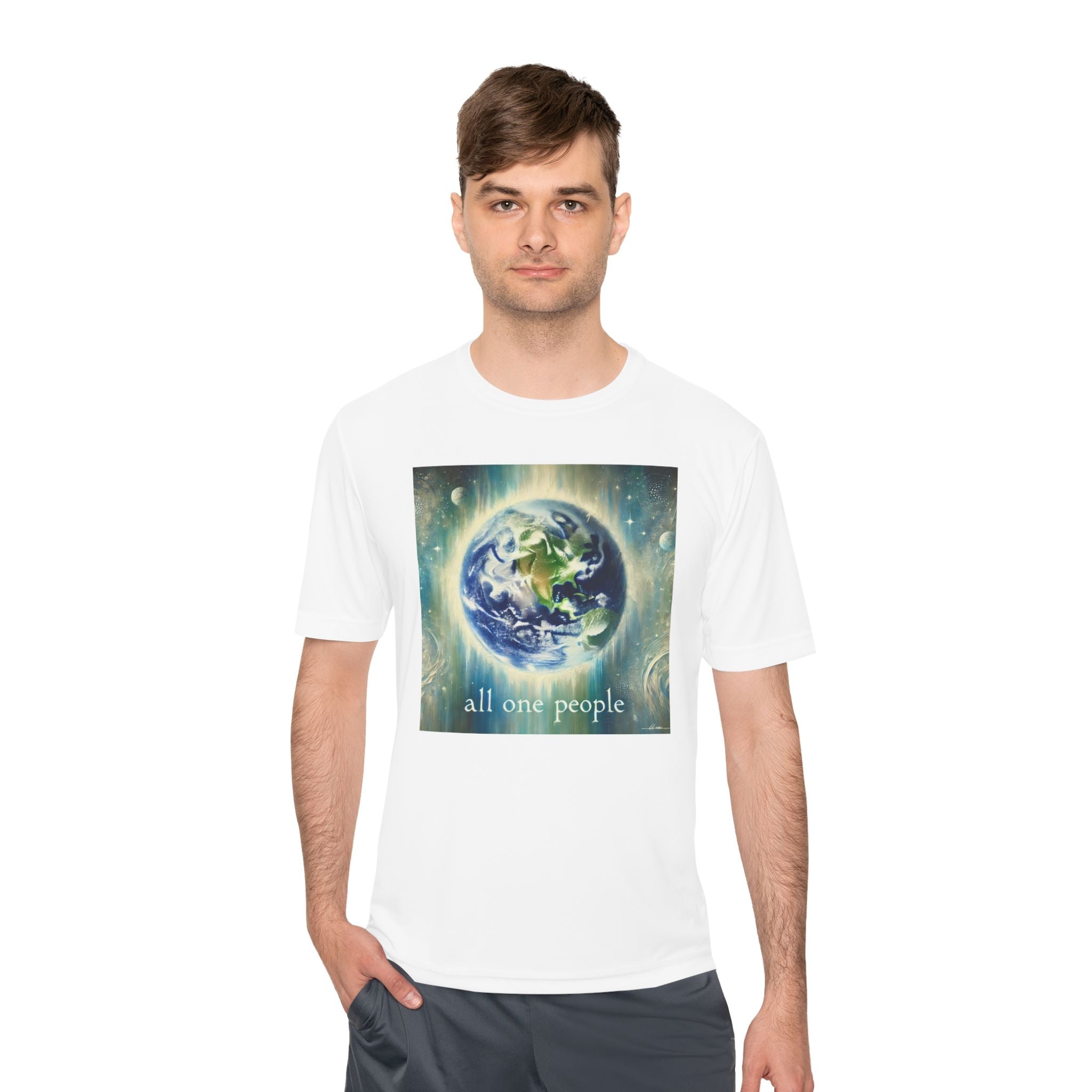 Universal Love Unisex Moisture Wicking Tee, Eco-Friendly T-Shirt, Unity Shirt, Gift for Earth Day, Spiritual Apparel
