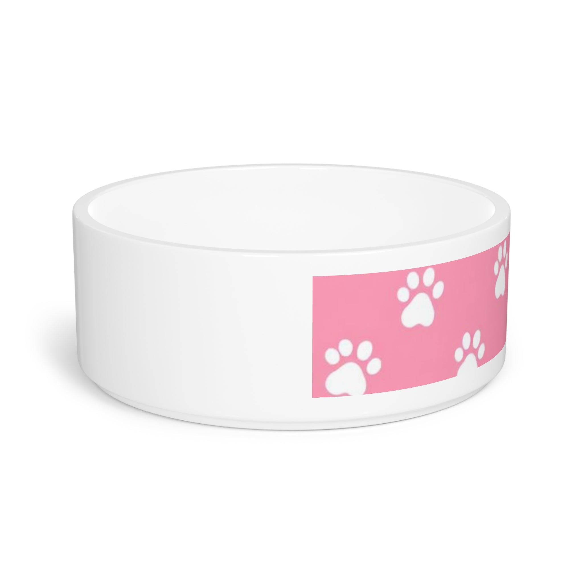 Cute Pink Pet Bowl with Paw Print Design
