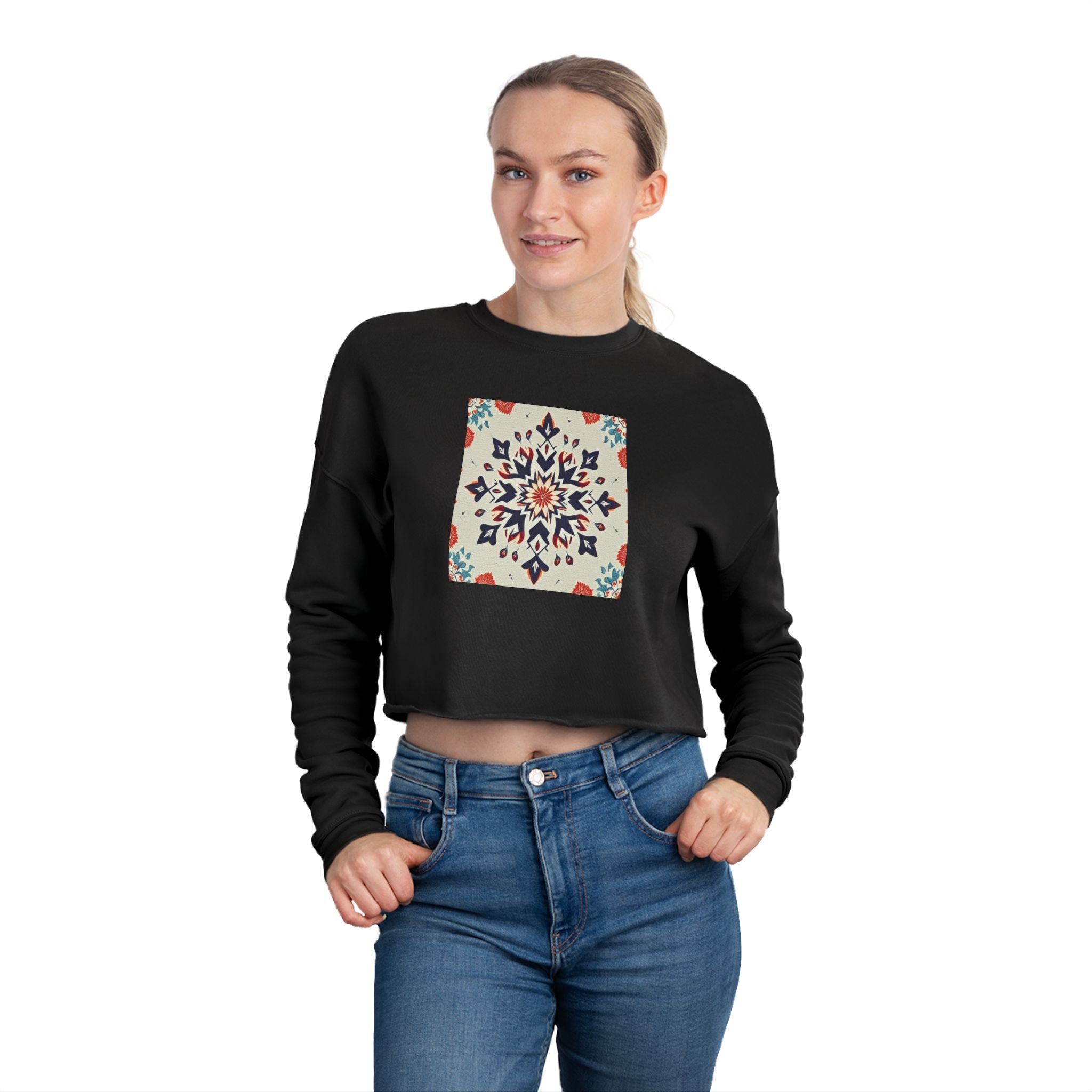 Kaleidescape Design Women's Cropped Sweatshirt - Stylish & Cozy Fashion for Everyday Wear