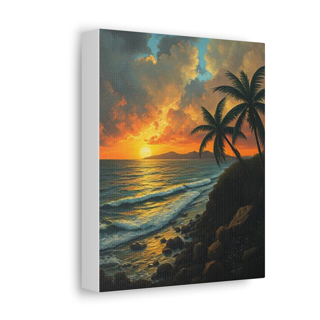 Tropical Sunset Canvas Art, Unique Wall Decor, Beach Home Decor, Coastal Art, Tropical Vibes, Nature Canvas Print