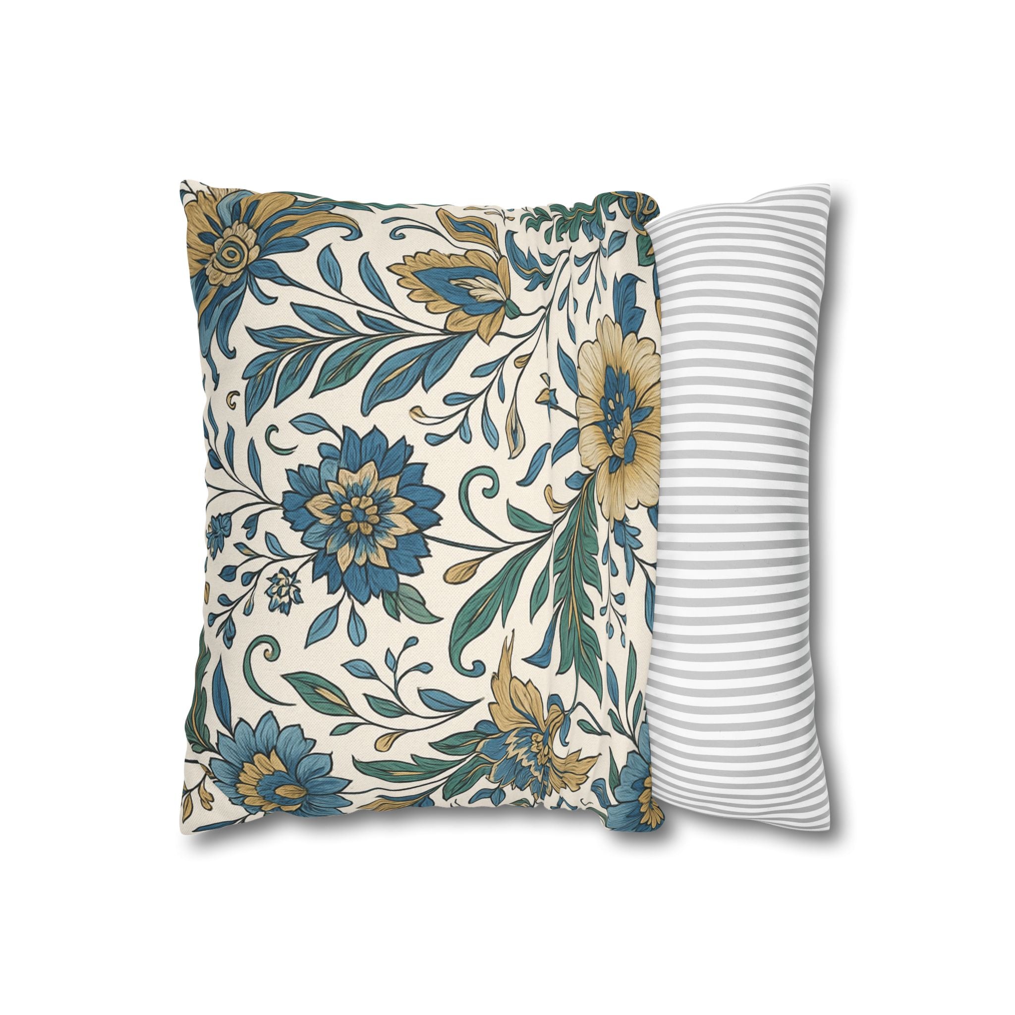 Elegant Floral Square Pillowcase – Decorative Home Accent