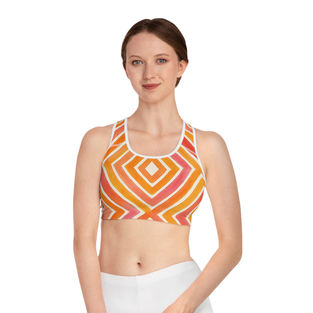 Vibrant Geometric Sports Bra, Athletic Wear, Yoga Top, Workout Gear, Fitness Apparel, Gym Clothing
