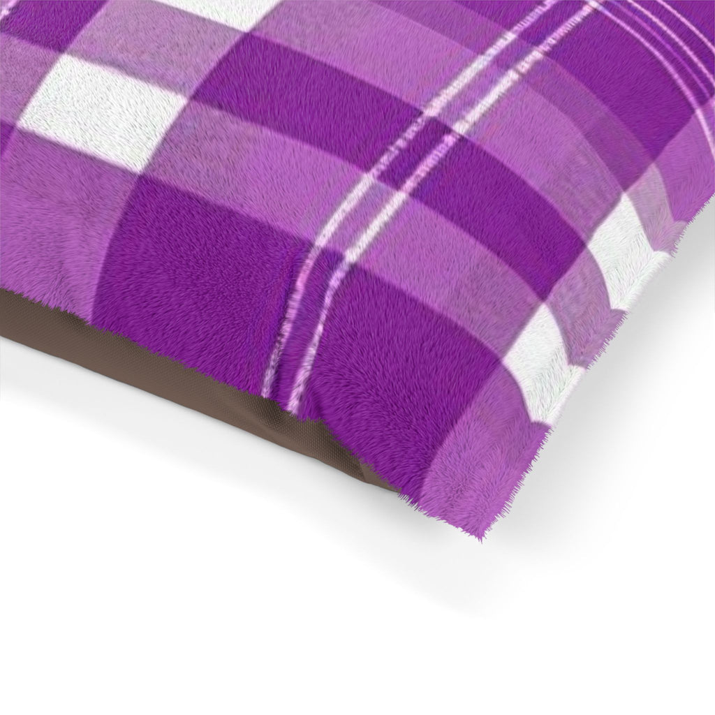 Cozy Purple Plaid Pet Bed for Small Dogs & Cats