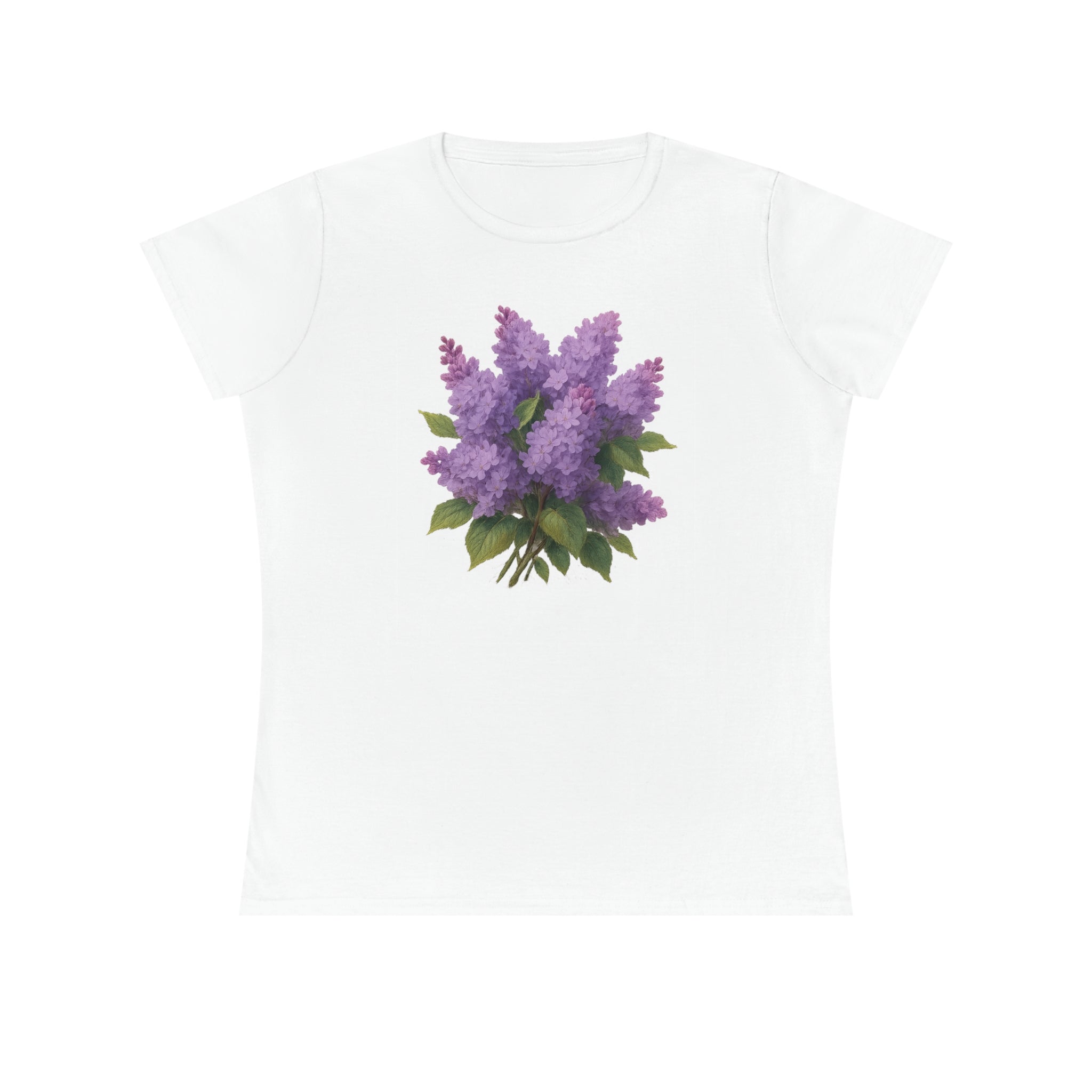 Floral Lilac Ladies' Cotton T-Shirt - Perfect for Spring and Summer Days