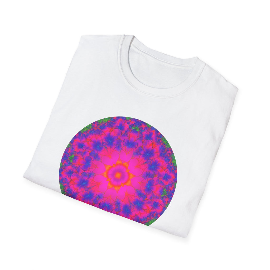 Vibrant Mandala Unisex Softstyle T-Shirt - Colorful Psychedelic Art Tee
