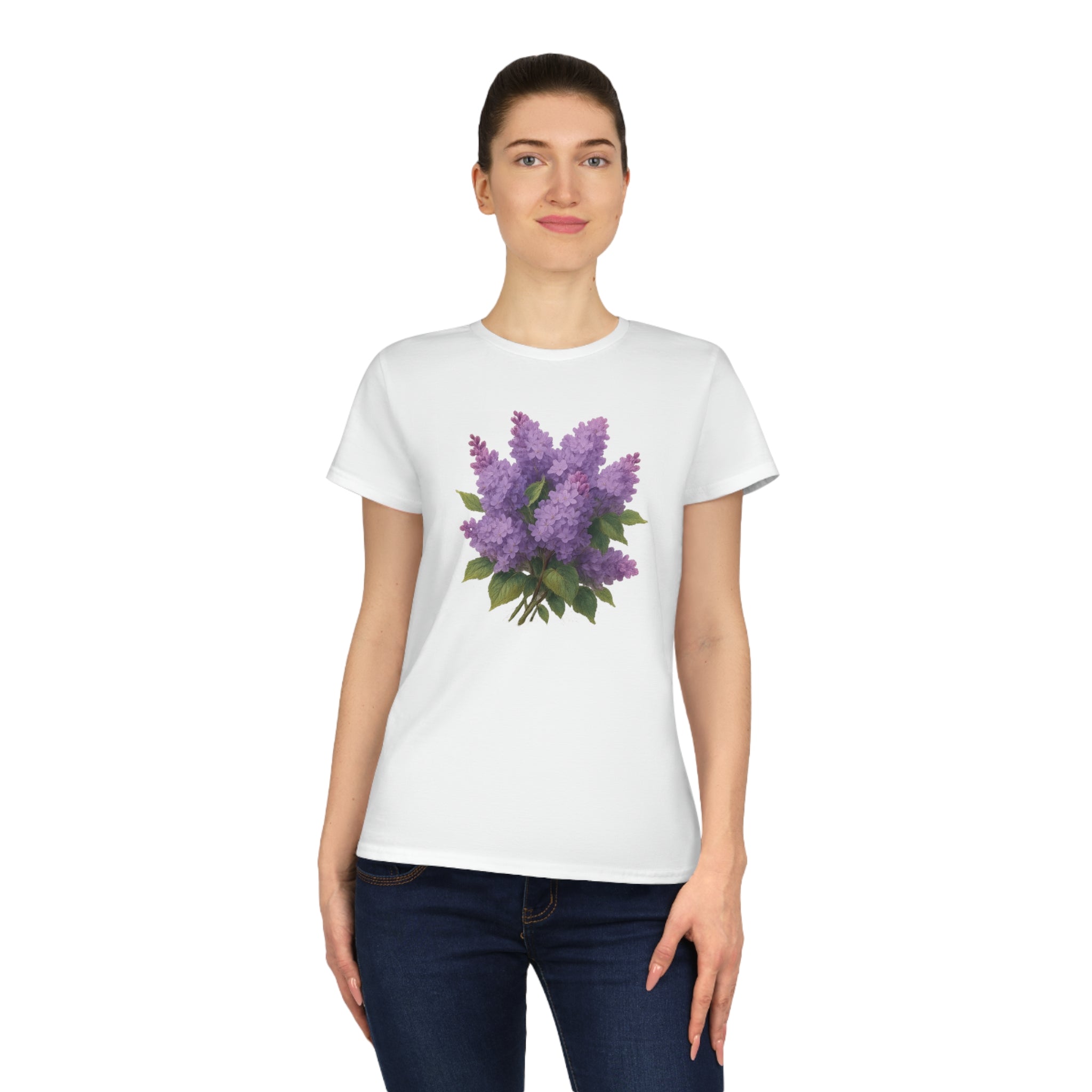 Floral Lilac Ladies' Cotton T-Shirt - Perfect for Spring and Summer Days