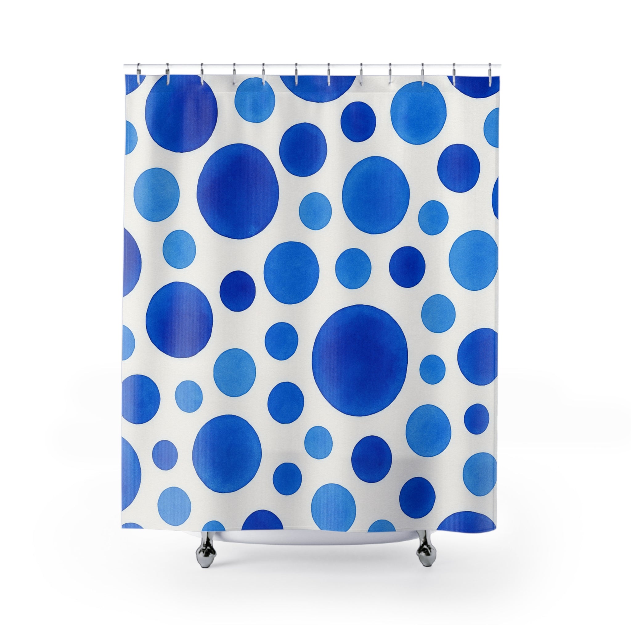 Blue Polka Dot Shower Curtain - Modern Bathroom Decor