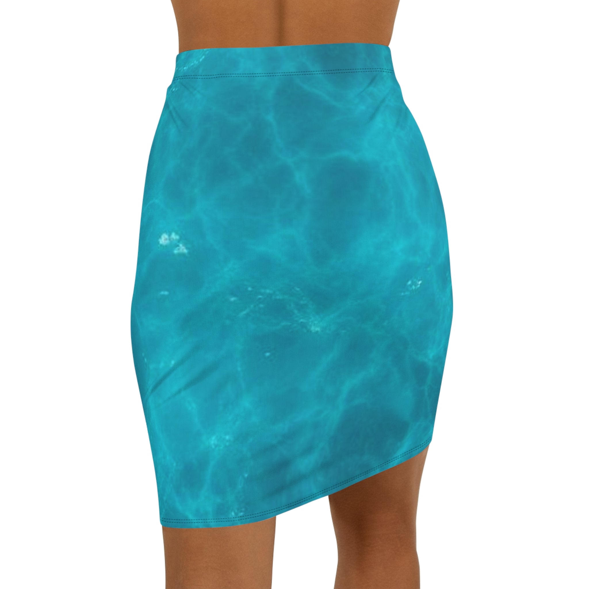 Aqua Wave Women's Mid-Waist Pencil Skirt - Trendy and Chic Swimwear Style