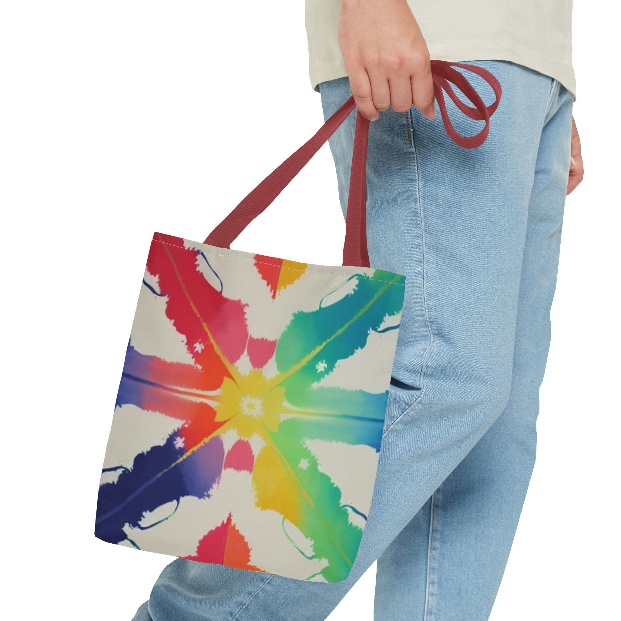 Colorful Patterned Tote Bag - Vibrant Rainbow Design for Everyday Use