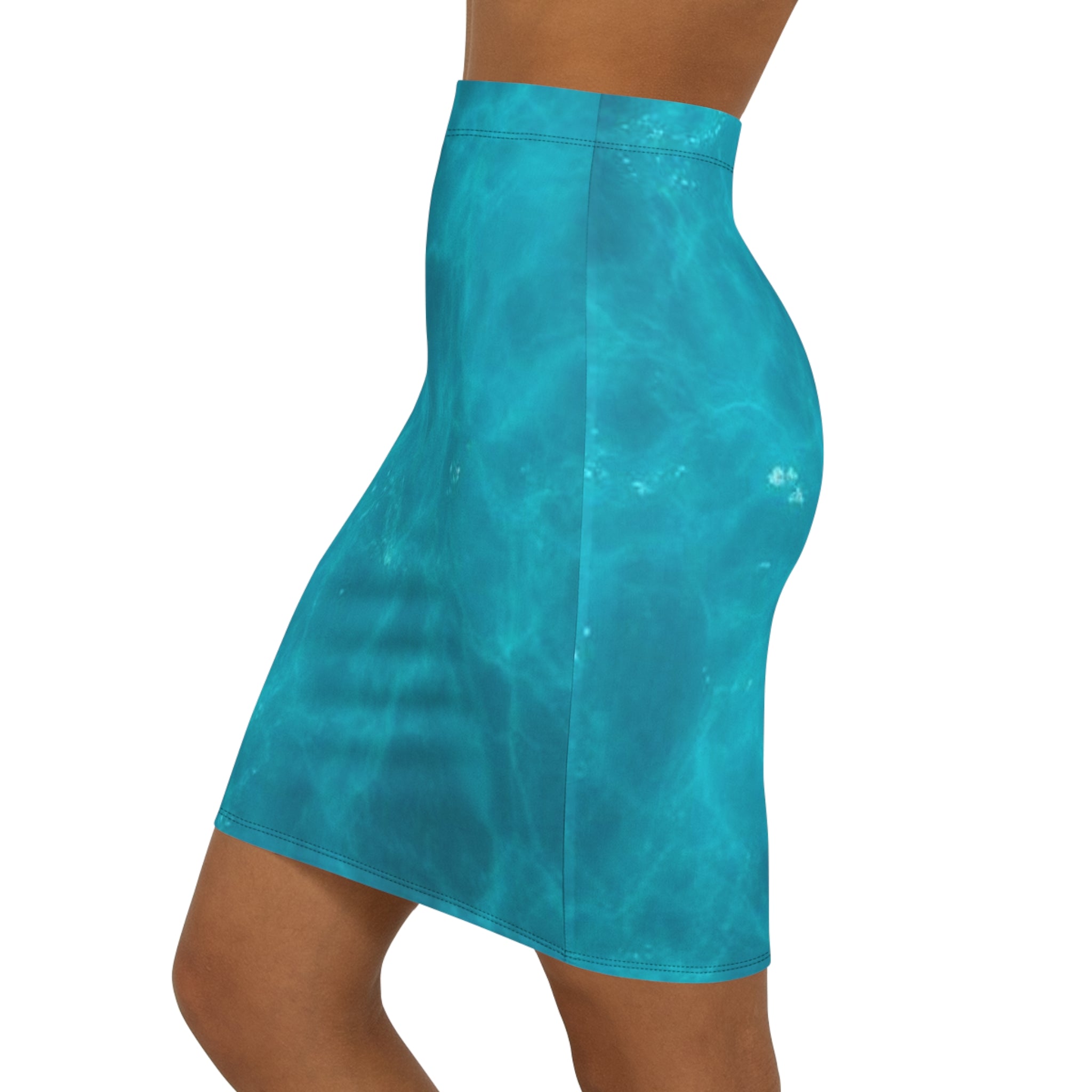 Aqua Wave Women's Mid-Waist Pencil Skirt - Trendy and Chic Swimwear Style