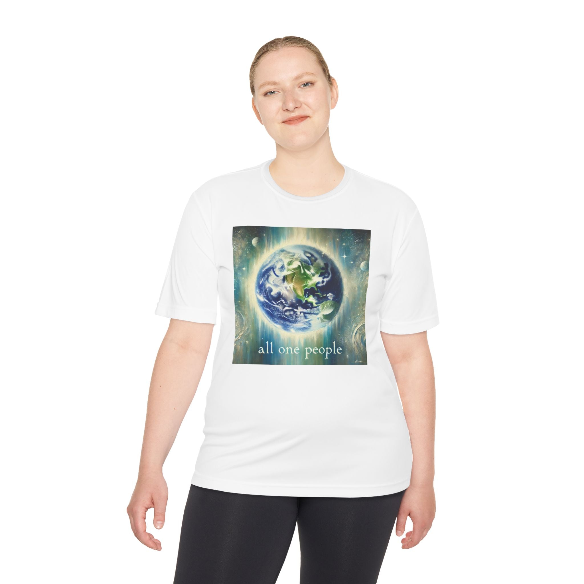 Universal Love Unisex Moisture Wicking Tee, Eco-Friendly T-Shirt, Unity Shirt, Gift for Earth Day, Spiritual Apparel
