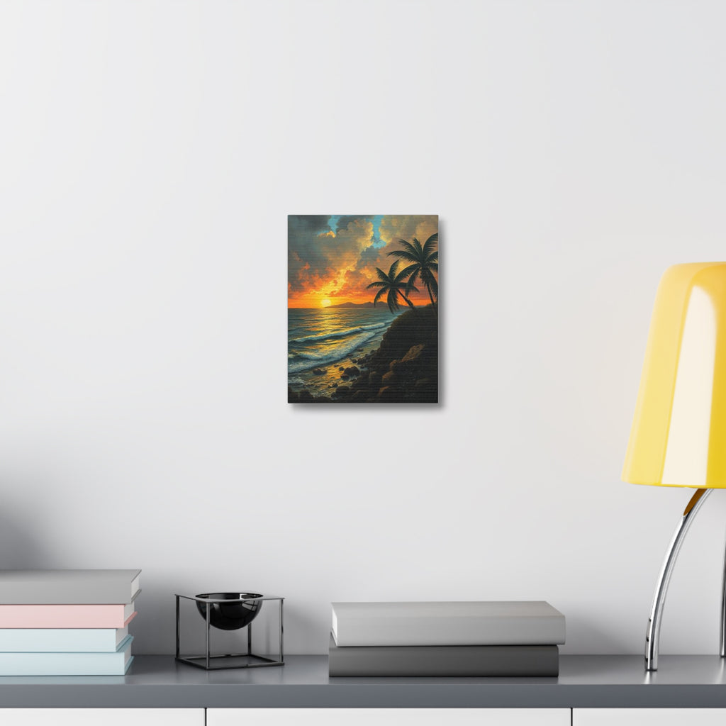 Tropical Sunset Canvas Art, Unique Wall Decor, Beach Home Decor, Coastal Art, Tropical Vibes, Nature Canvas Print