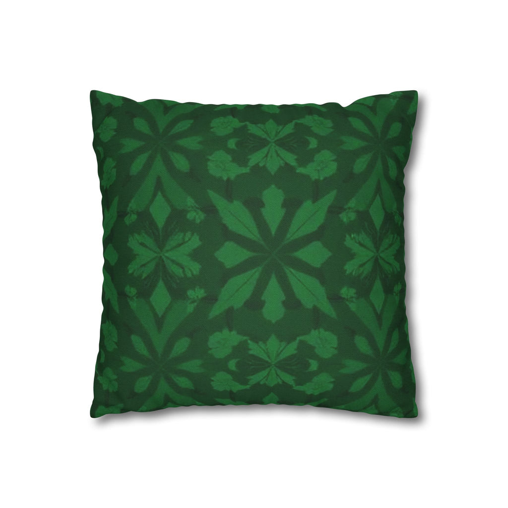 Bohemian Green Floral Pillowcase - Cozy Square Cushion Cover for Home Decor