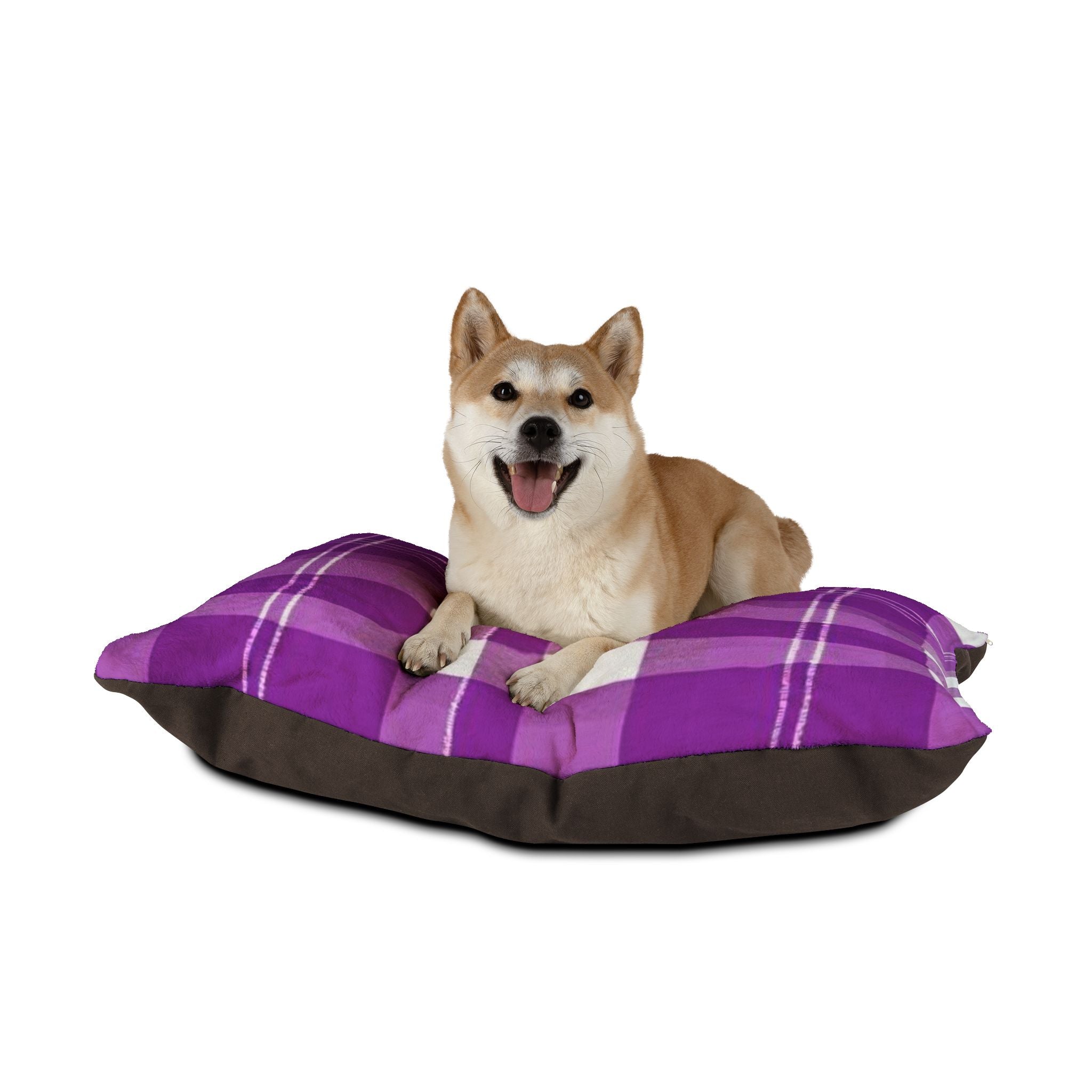 Cozy Purple Plaid Pet Bed for Small Dogs & Cats