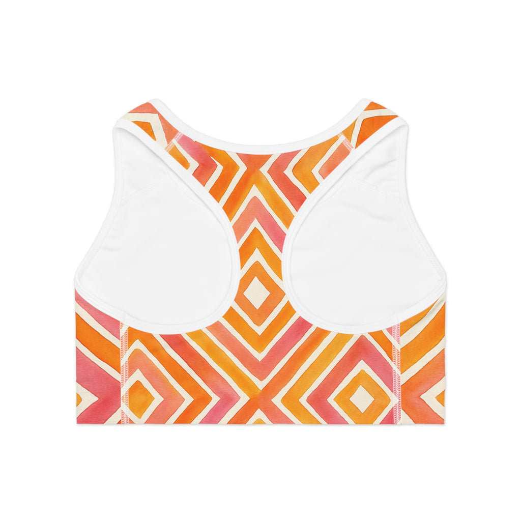 Vibrant Geometric Sports Bra, Athletic Wear, Yoga Top, Workout Gear, Fitness Apparel, Gym Clothing