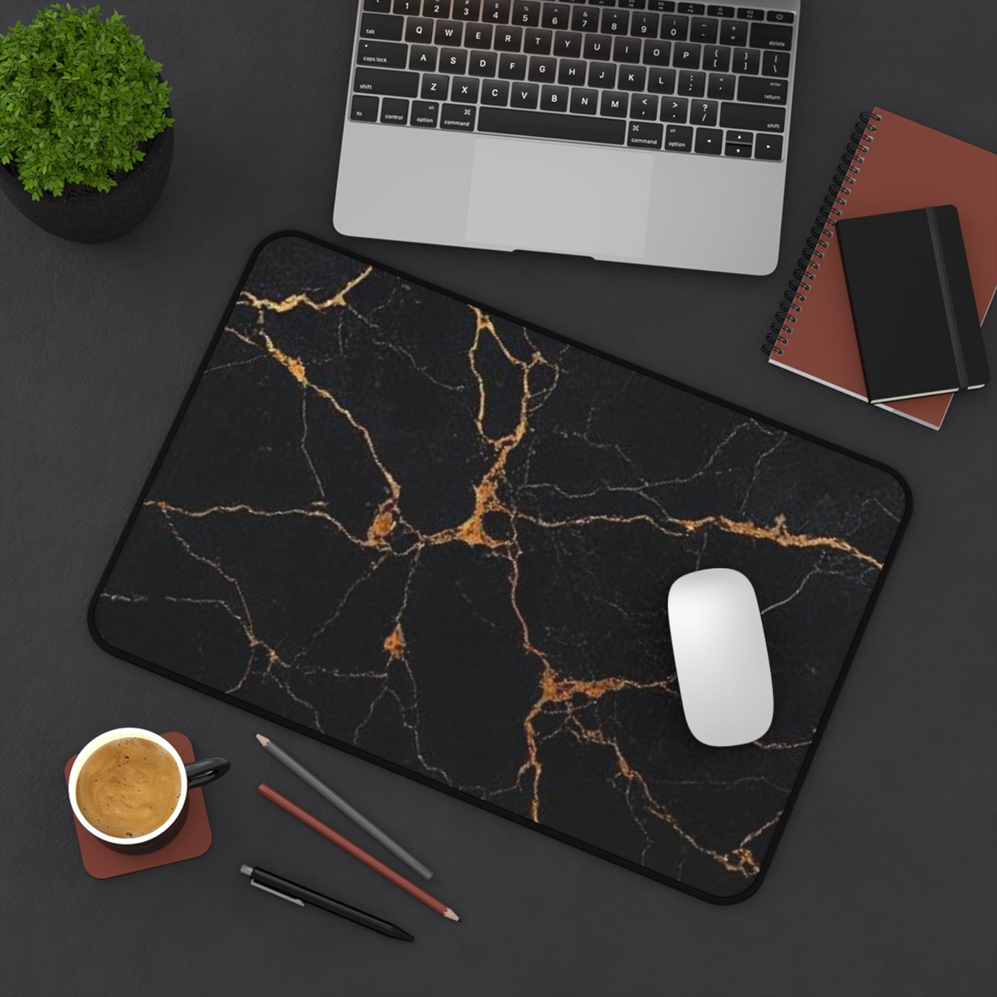 Elegant Black Marble Desk Mat for Home Office